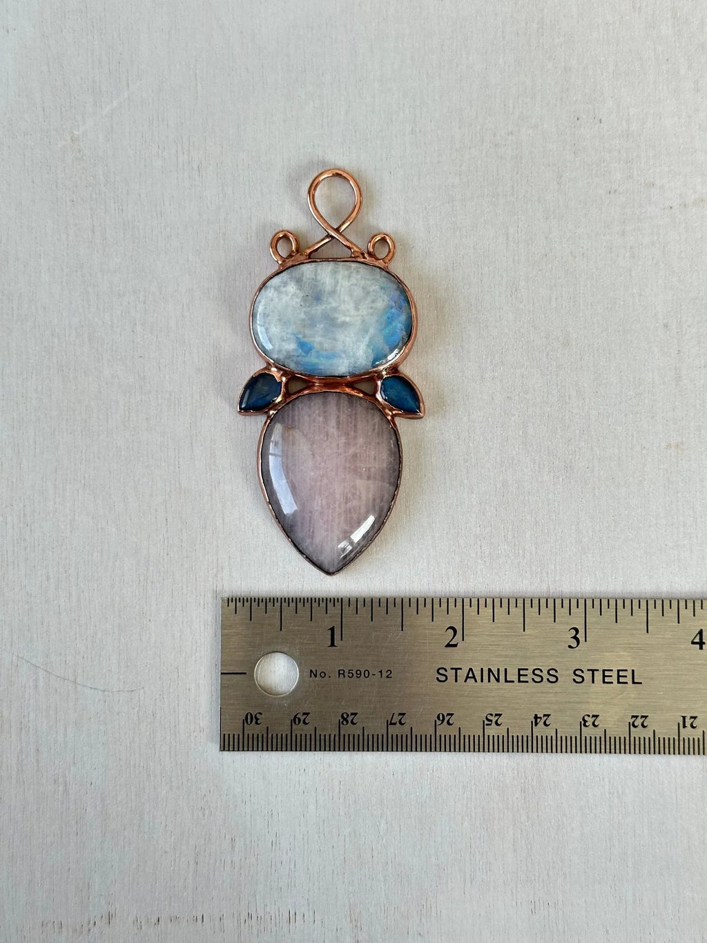 Moonstone, Rose Quartz & Labradorite Pendant - earthandelm