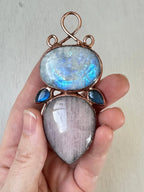 Moonstone, Rose Quartz & Labradorite Pendant - earthandelm