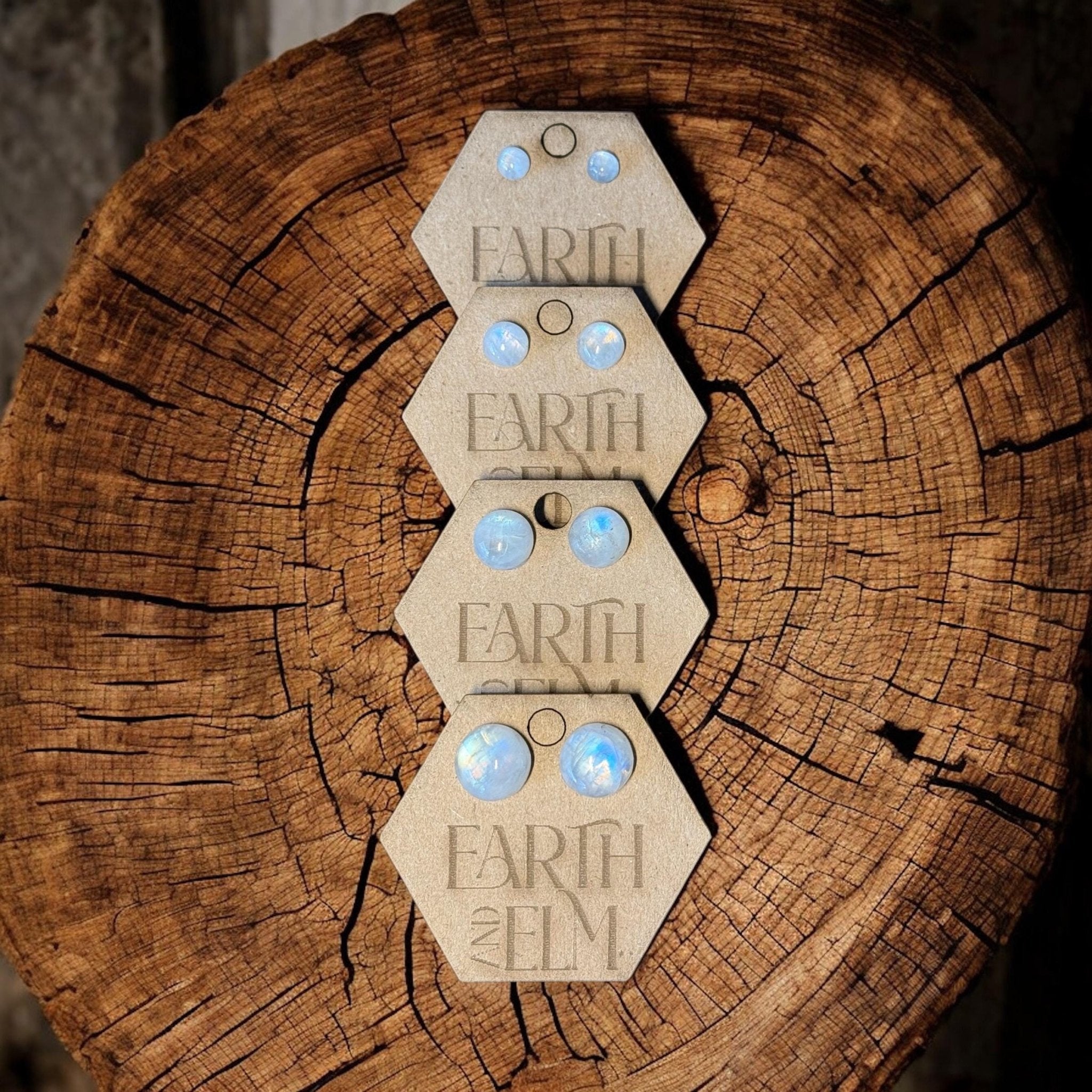 Moonstone Round Gemstone Studs - earthandelm