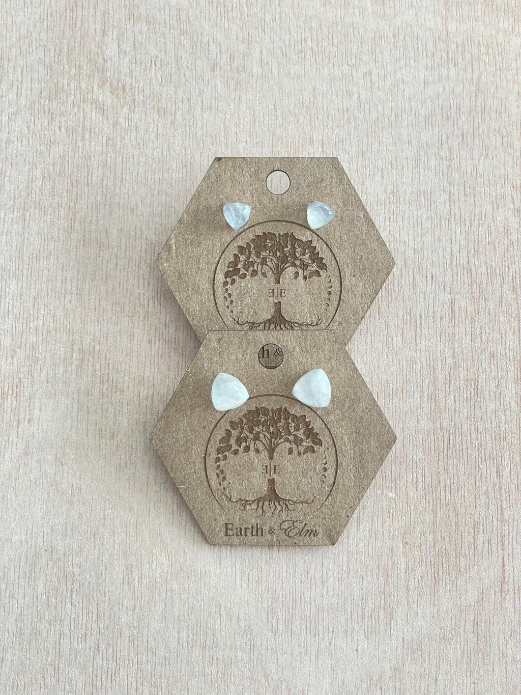 Moonstone Trillion Studs - earthandelm