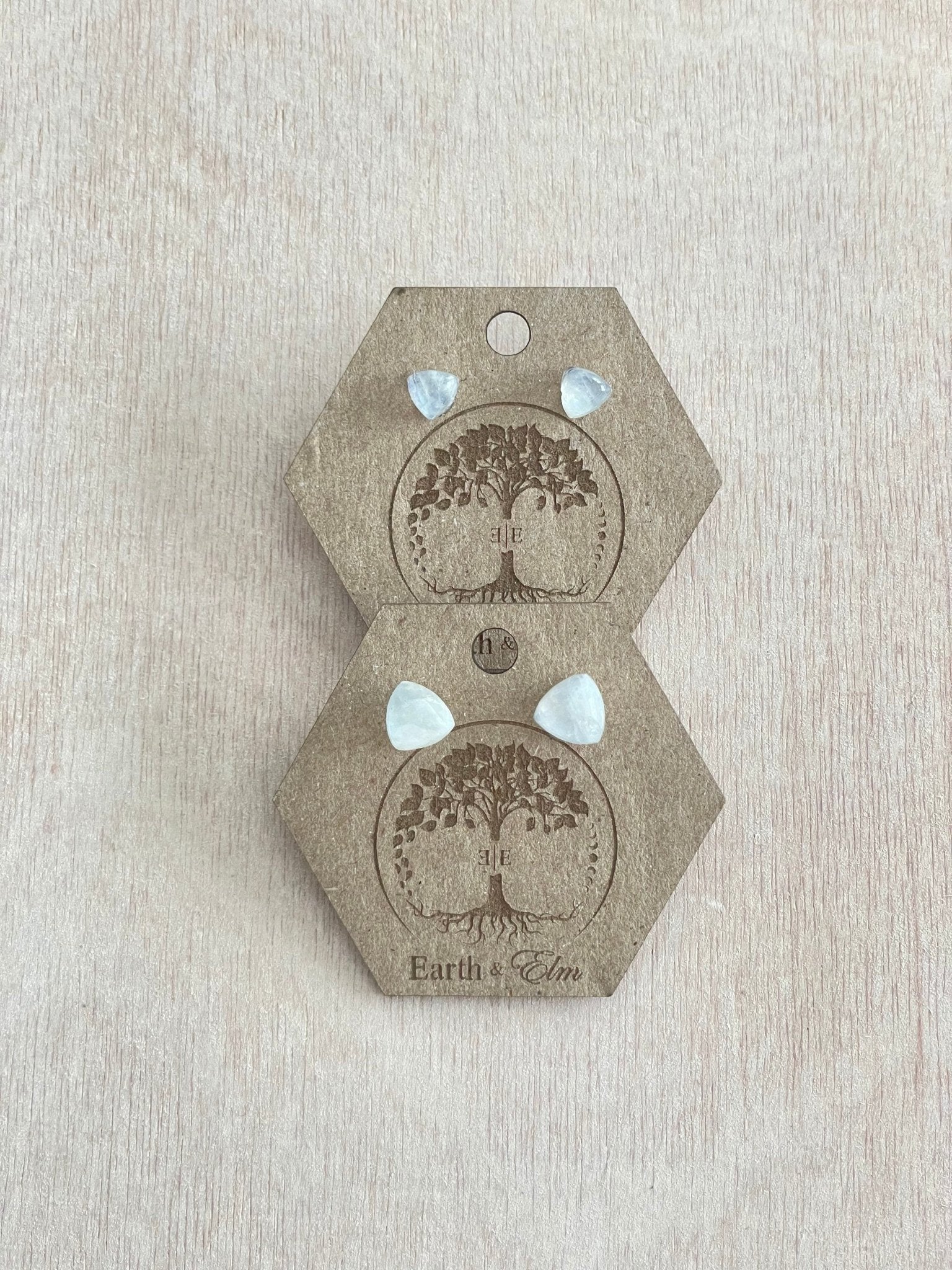 Moonstone Trillion Studs - earthandelm