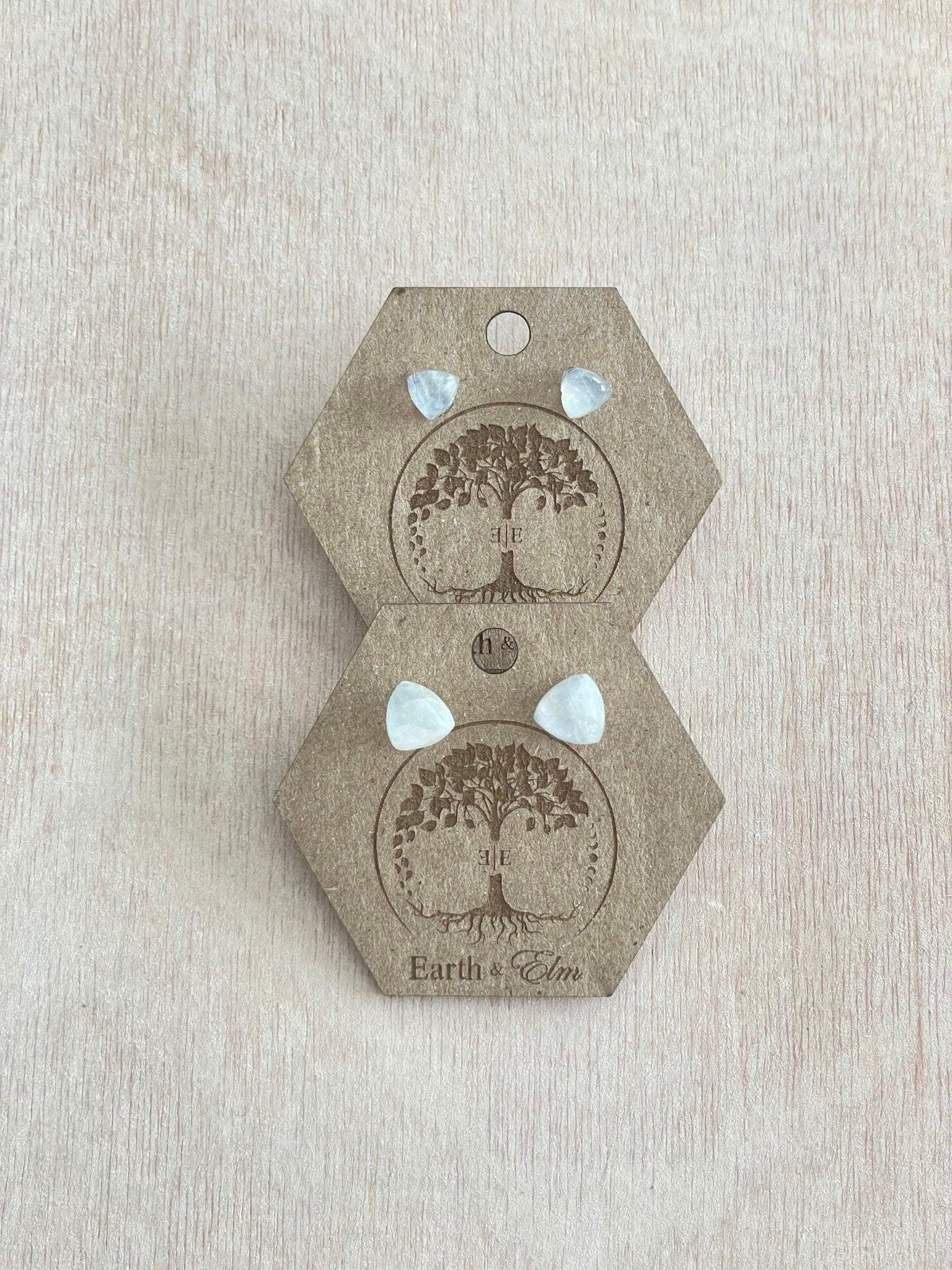 Moonstone Trillion Studs - earthandelm