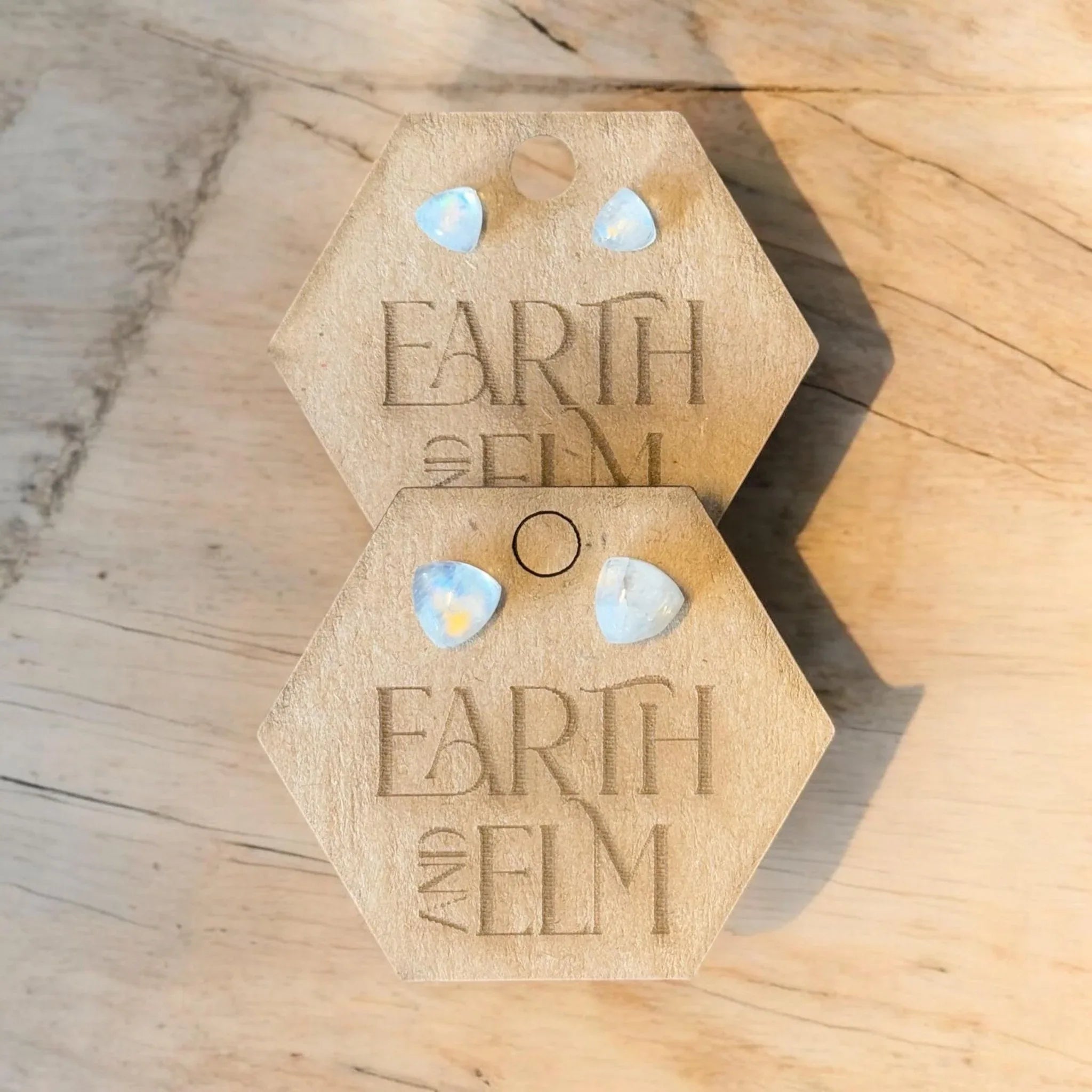 Moonstone Trillion Studs - earthandelm