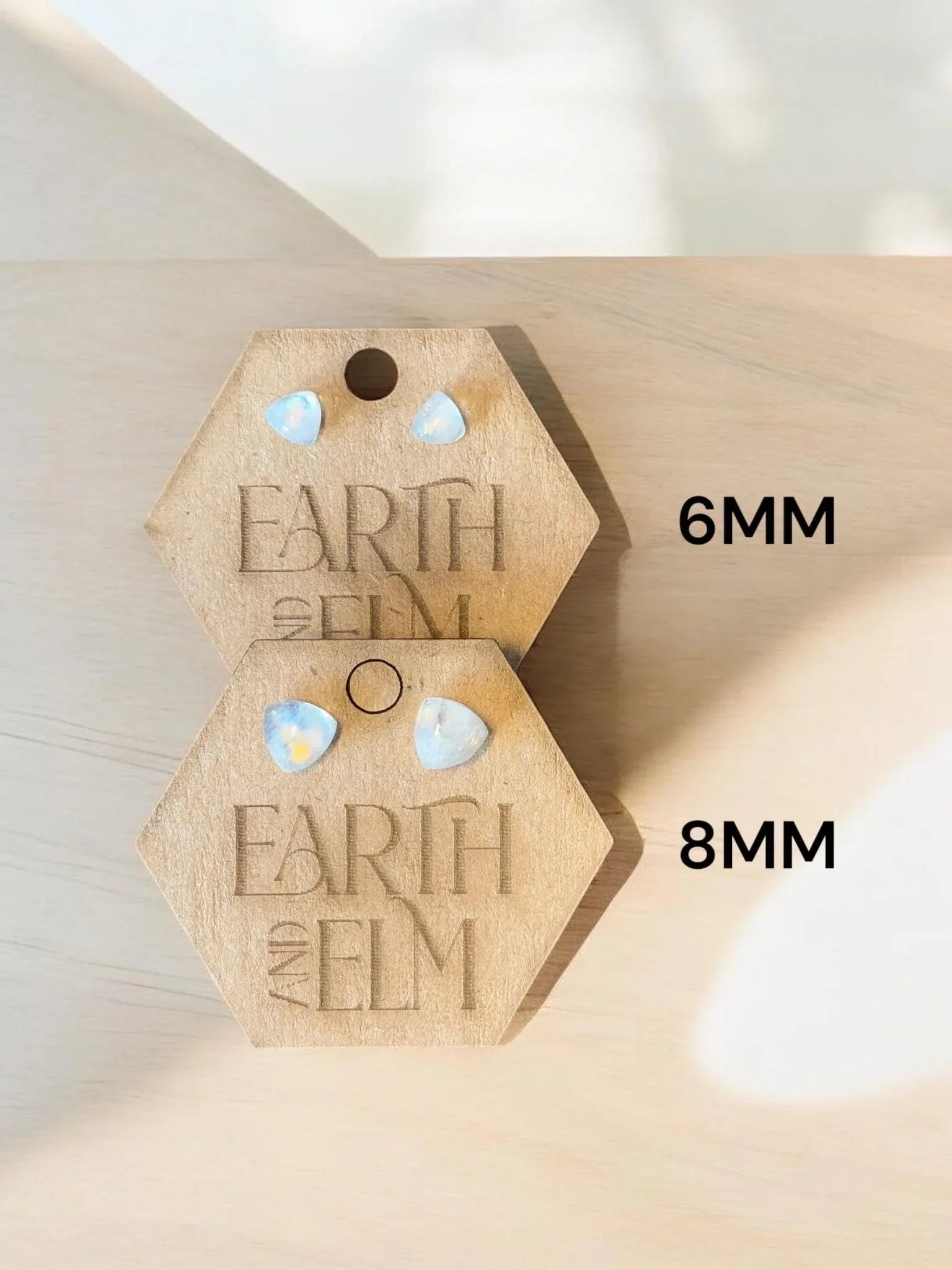 Moonstone Trillion Studs - earthandelm