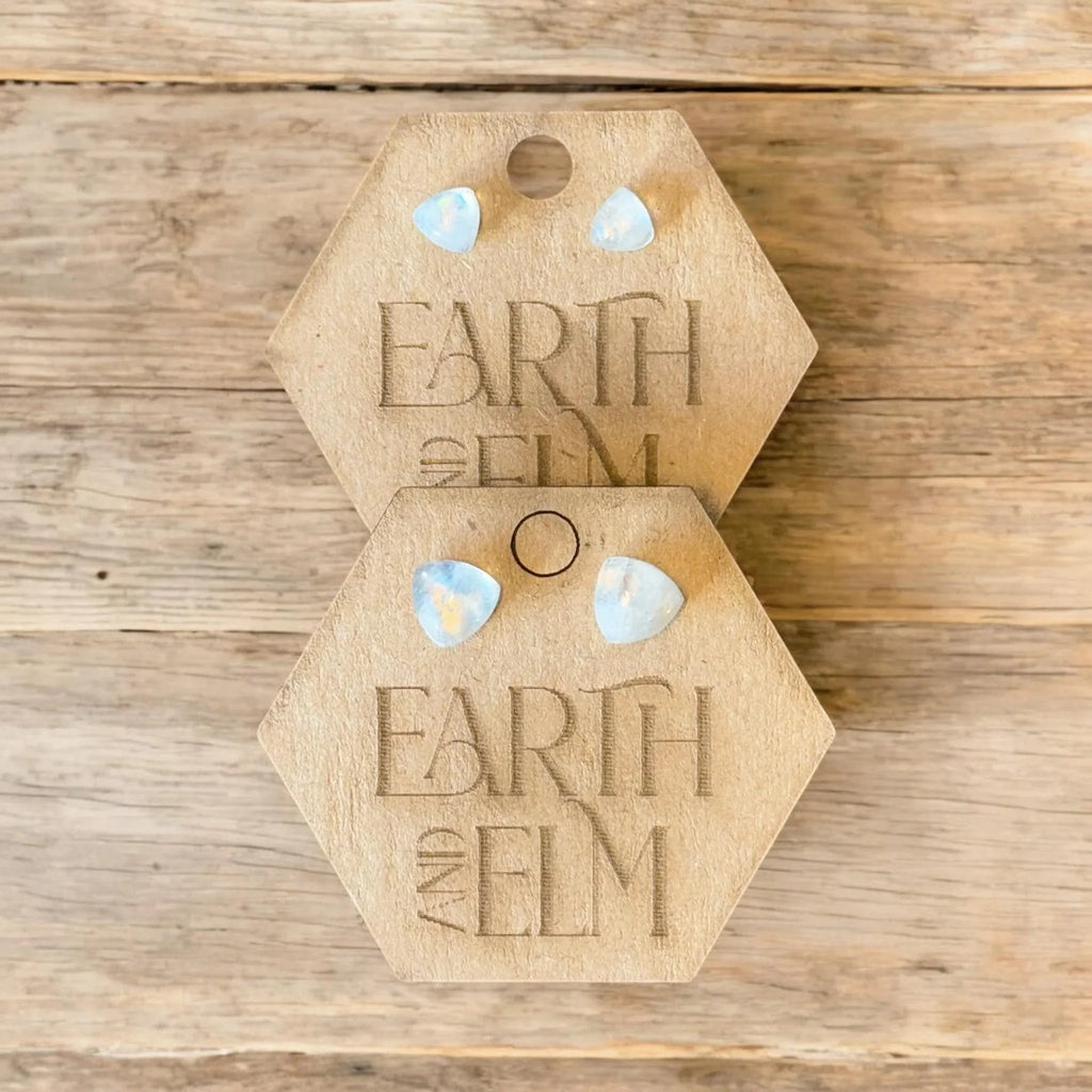 Moonstone Trillion Studs - earthandelm