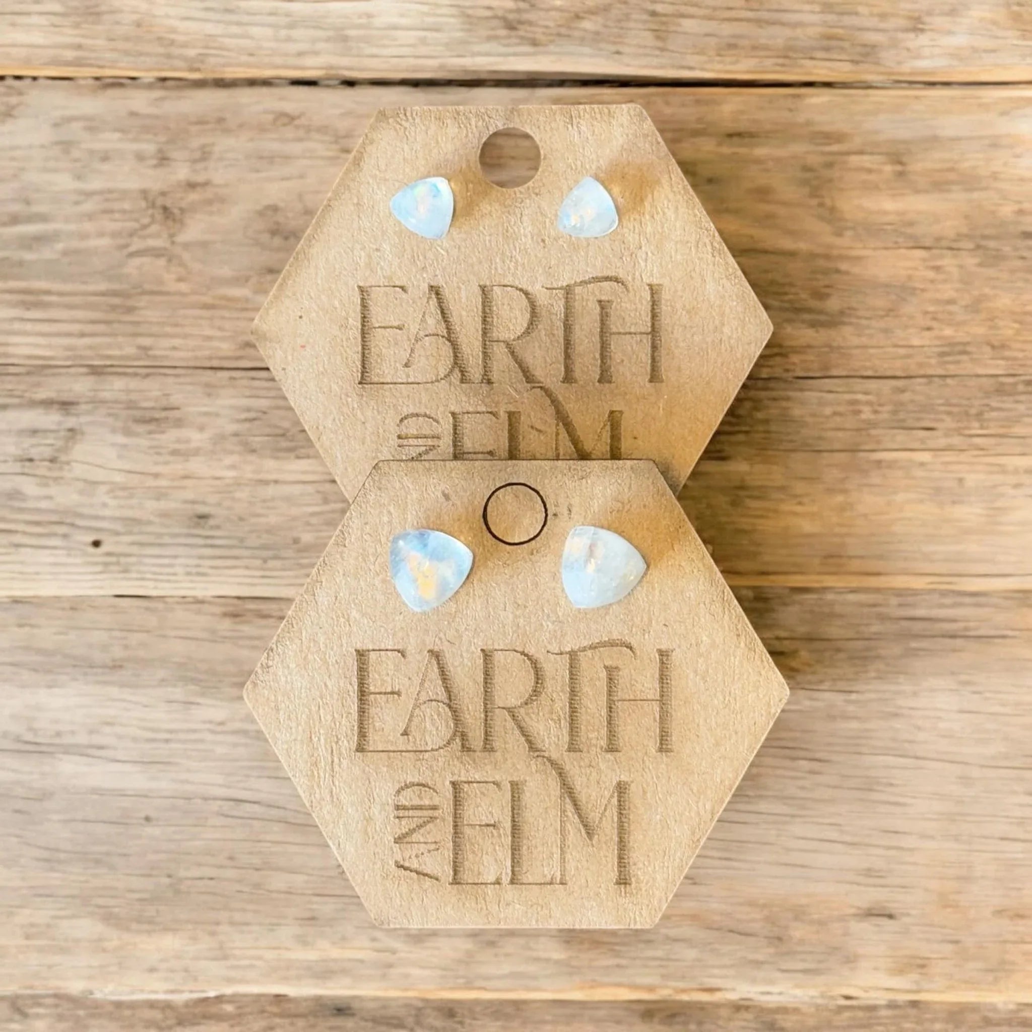 Moonstone Trillion Studs - earthandelm