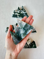 Moss Agate Mountains | Carved Mountain Crystal | Moss Agate Carving - earthandelm