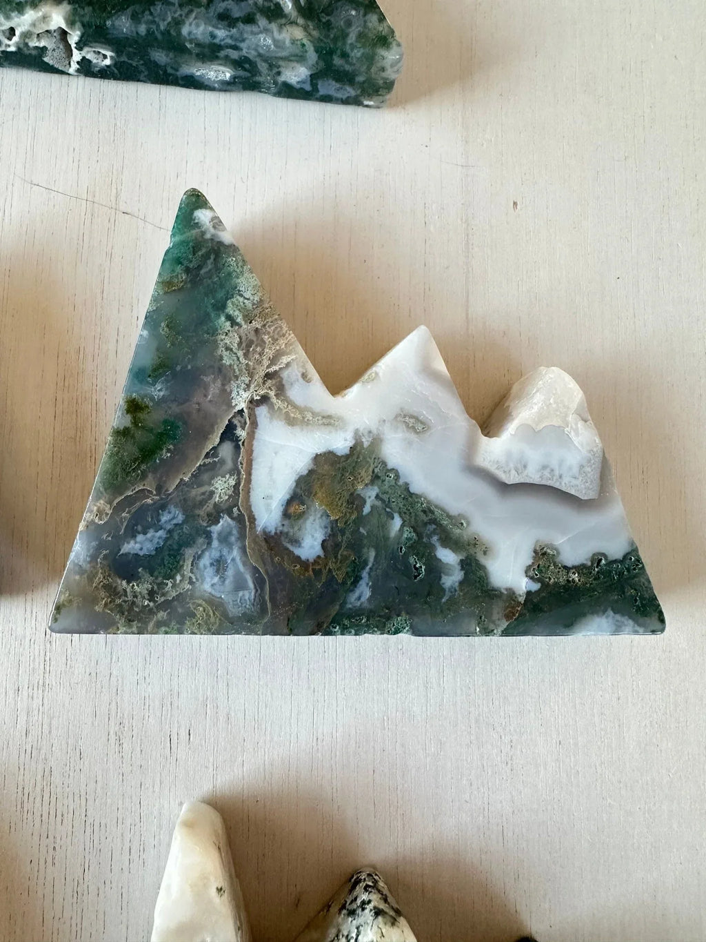 Moss Agate Mountains | Carved Mountain Crystal | Moss Agate Carving - earthandelm