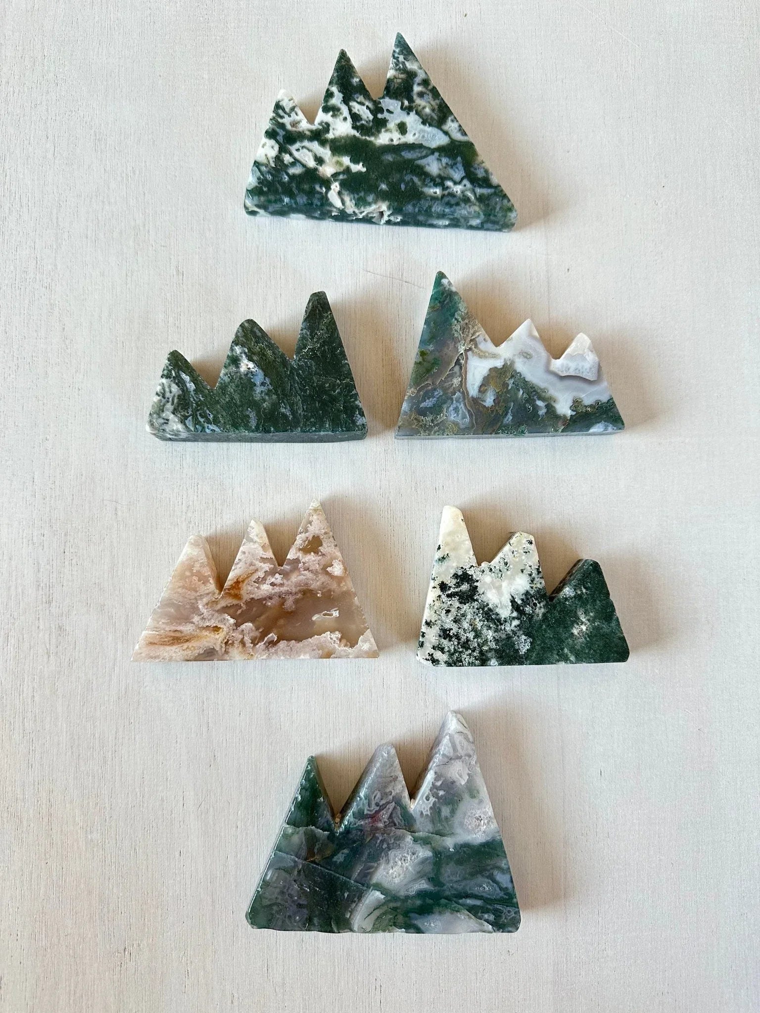 Moss Agate Mountains | Carved Mountain Crystal | Moss Agate Carving - earthandelm