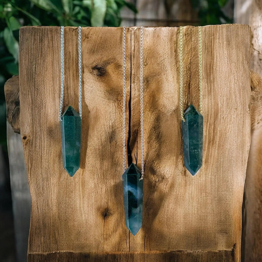 Moss Agate Point Necklace - earthandelm