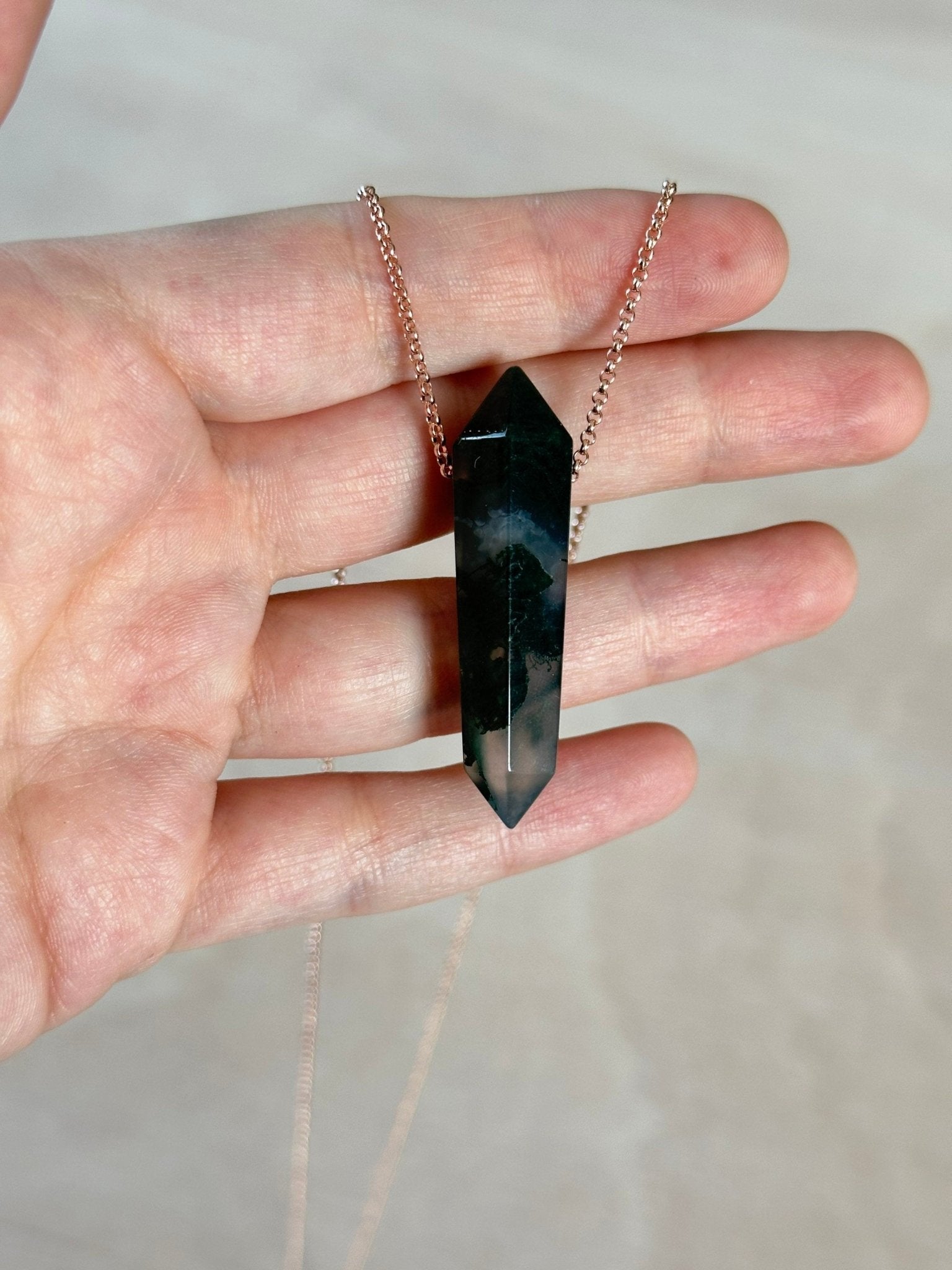 Moss Agate Point Necklace - earthandelm