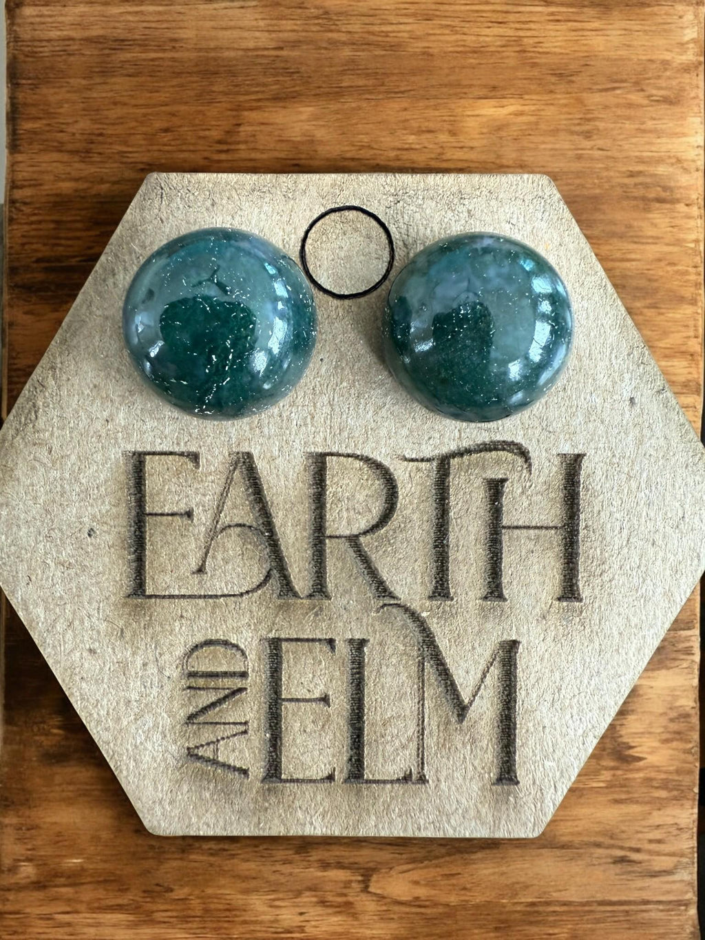 Moss Agate Round Studs - earthandelm