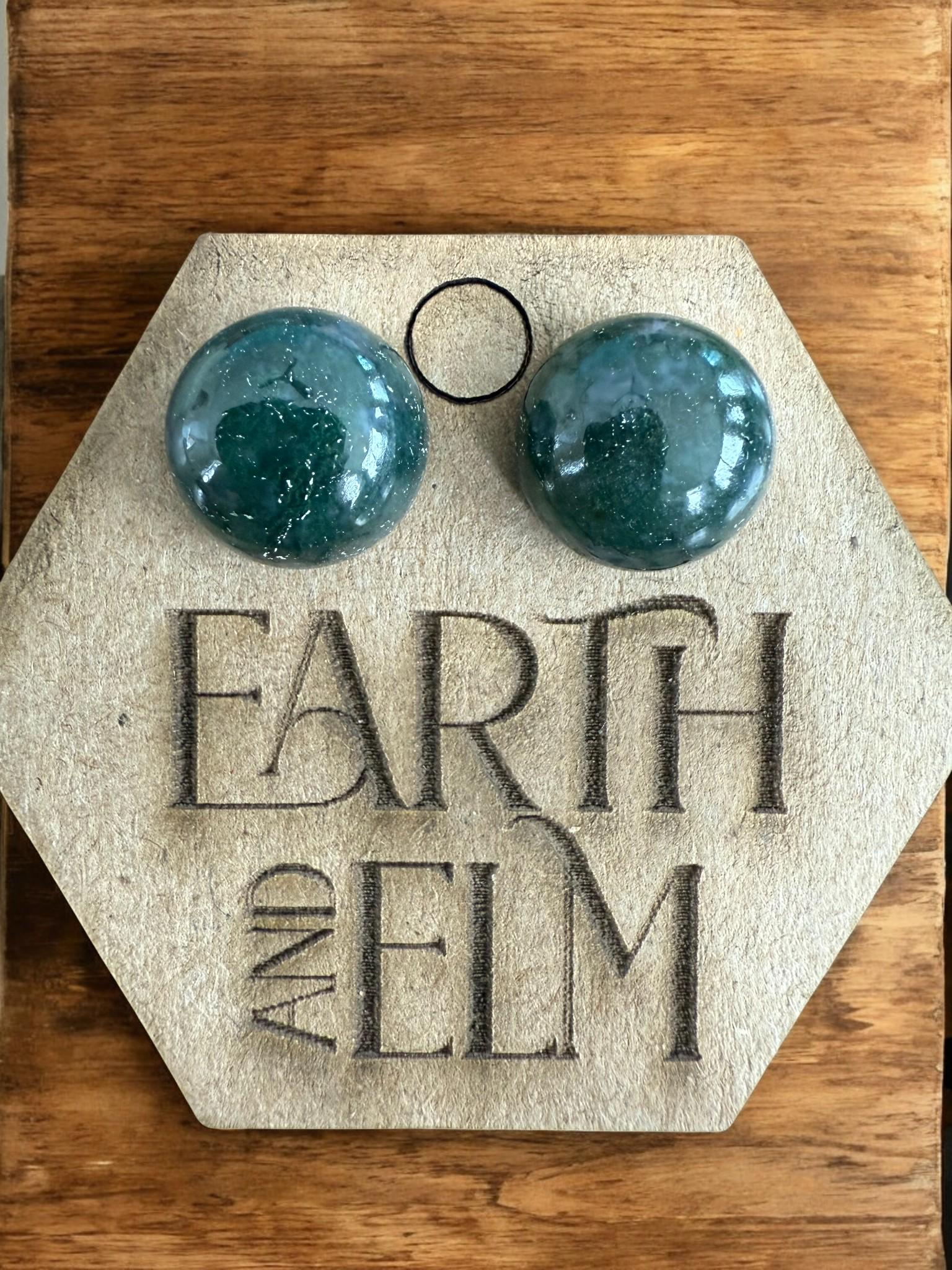 Moss Agate Round Studs - earthandelm