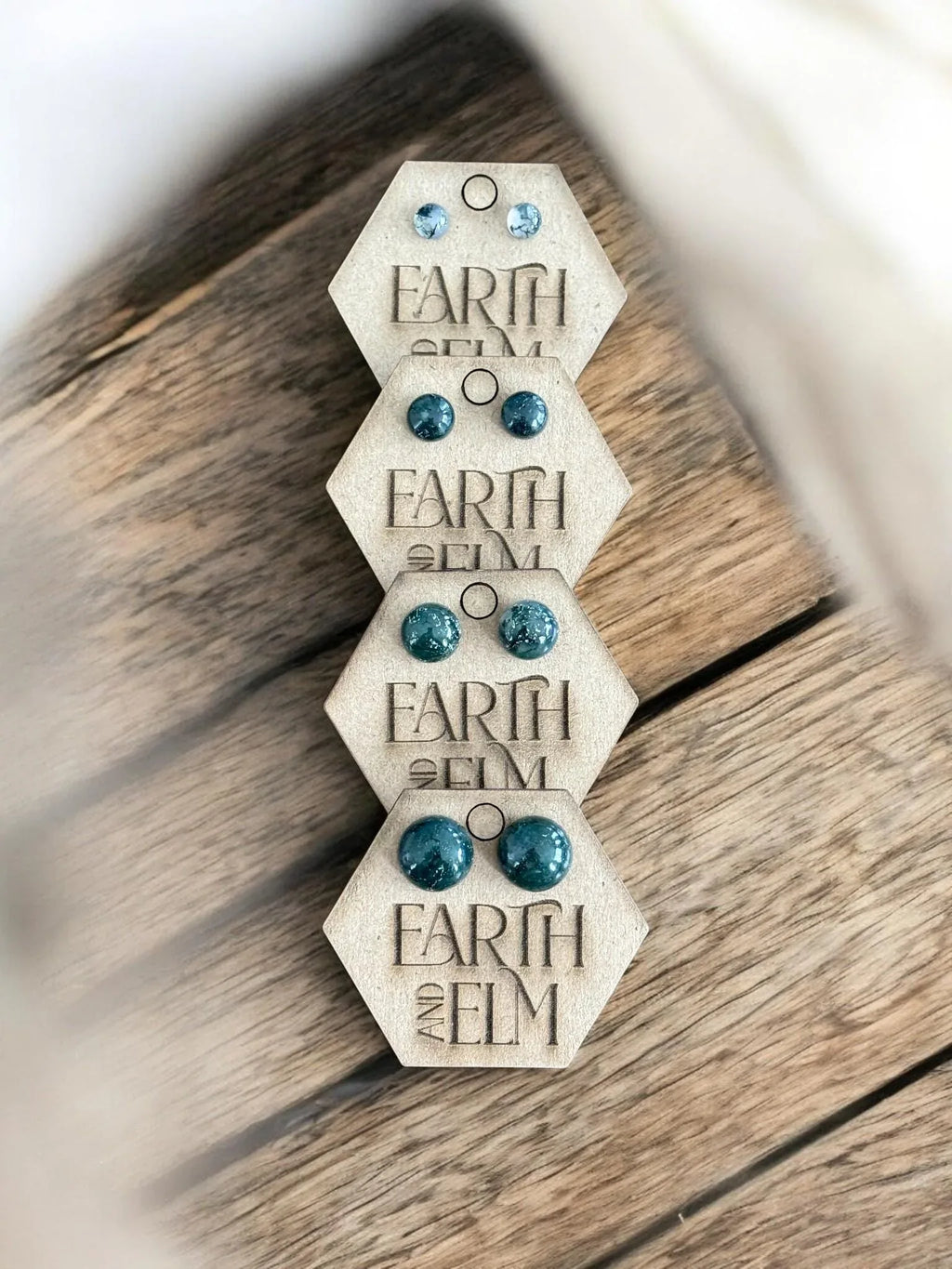 Moss Agate Round Studs - earthandelm