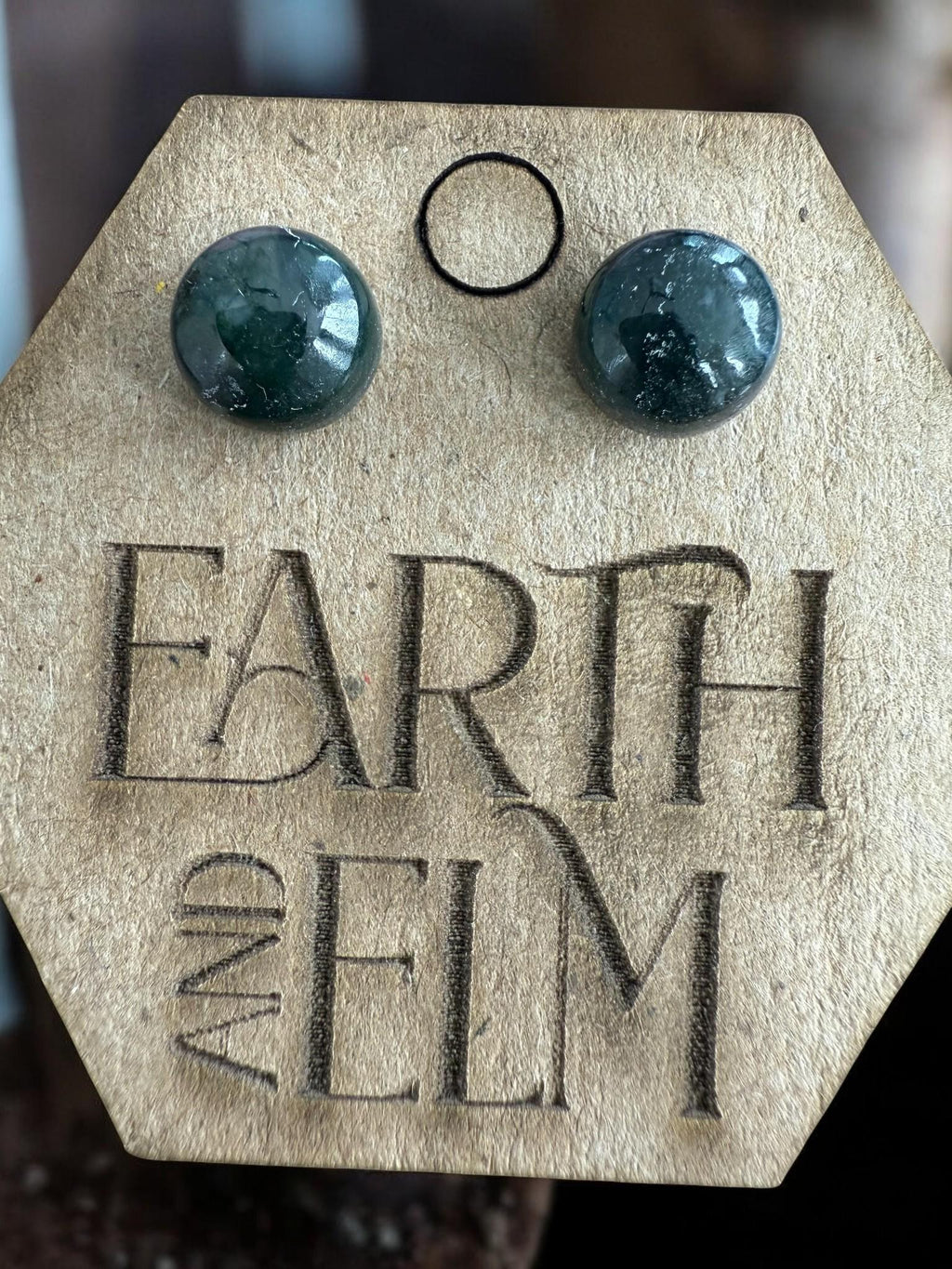 Moss Agate Round Studs - earthandelm