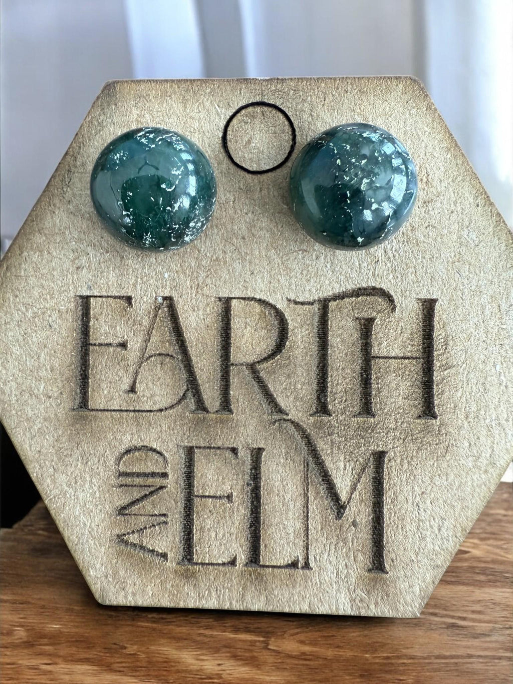 Moss Agate Round Studs - earthandelm