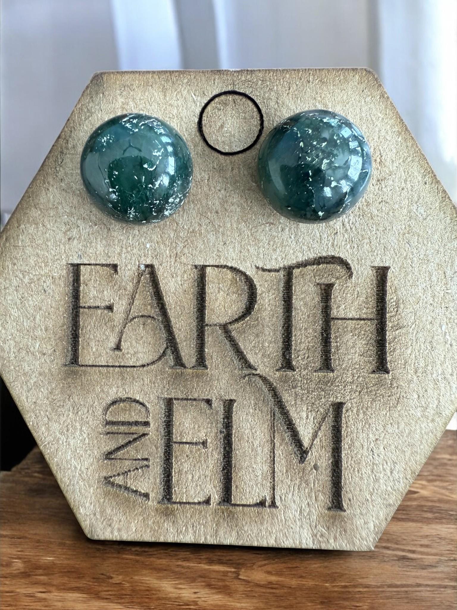Moss Agate Round Studs - earthandelm