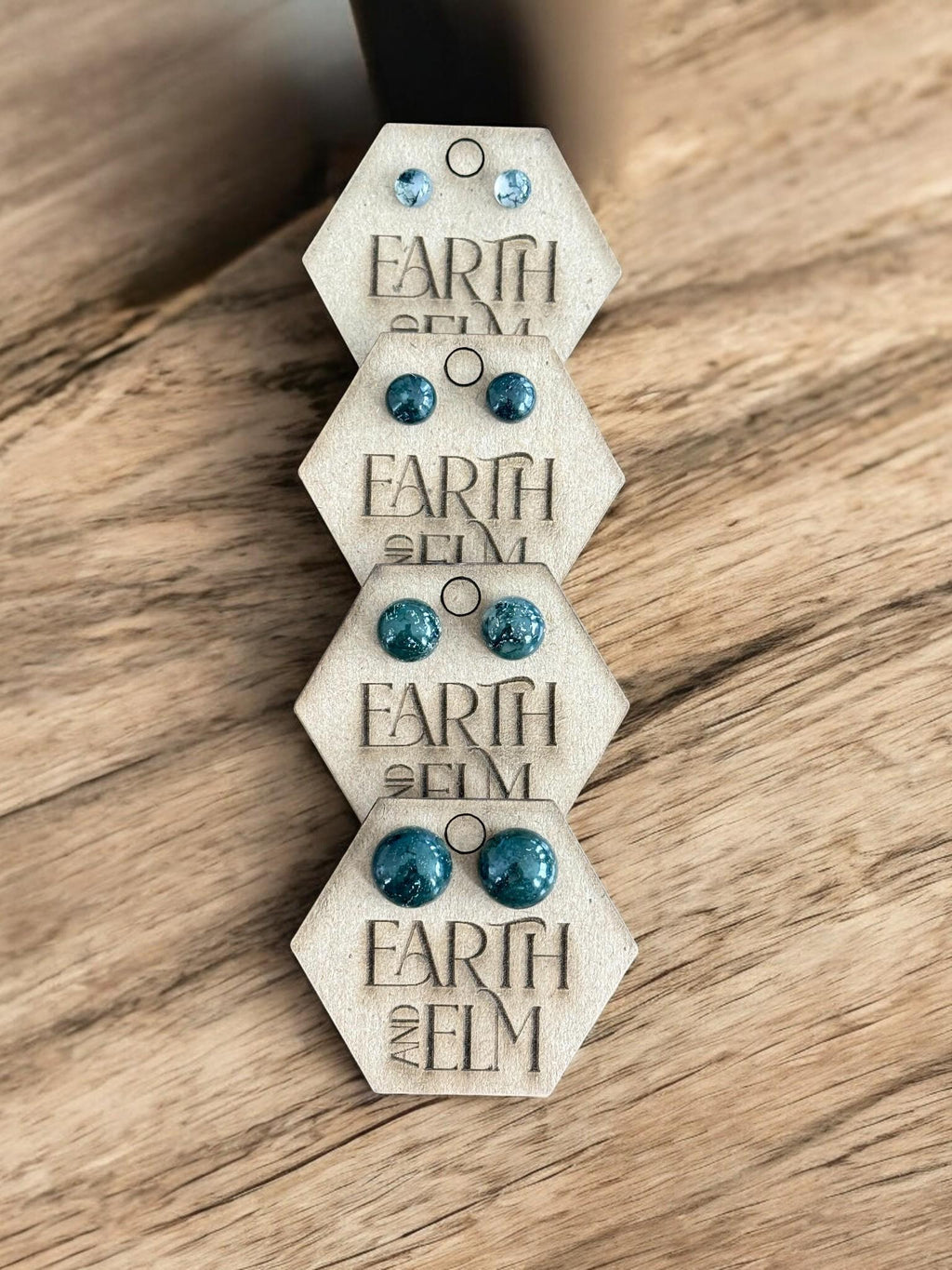 Moss Agate Round Studs - earthandelm