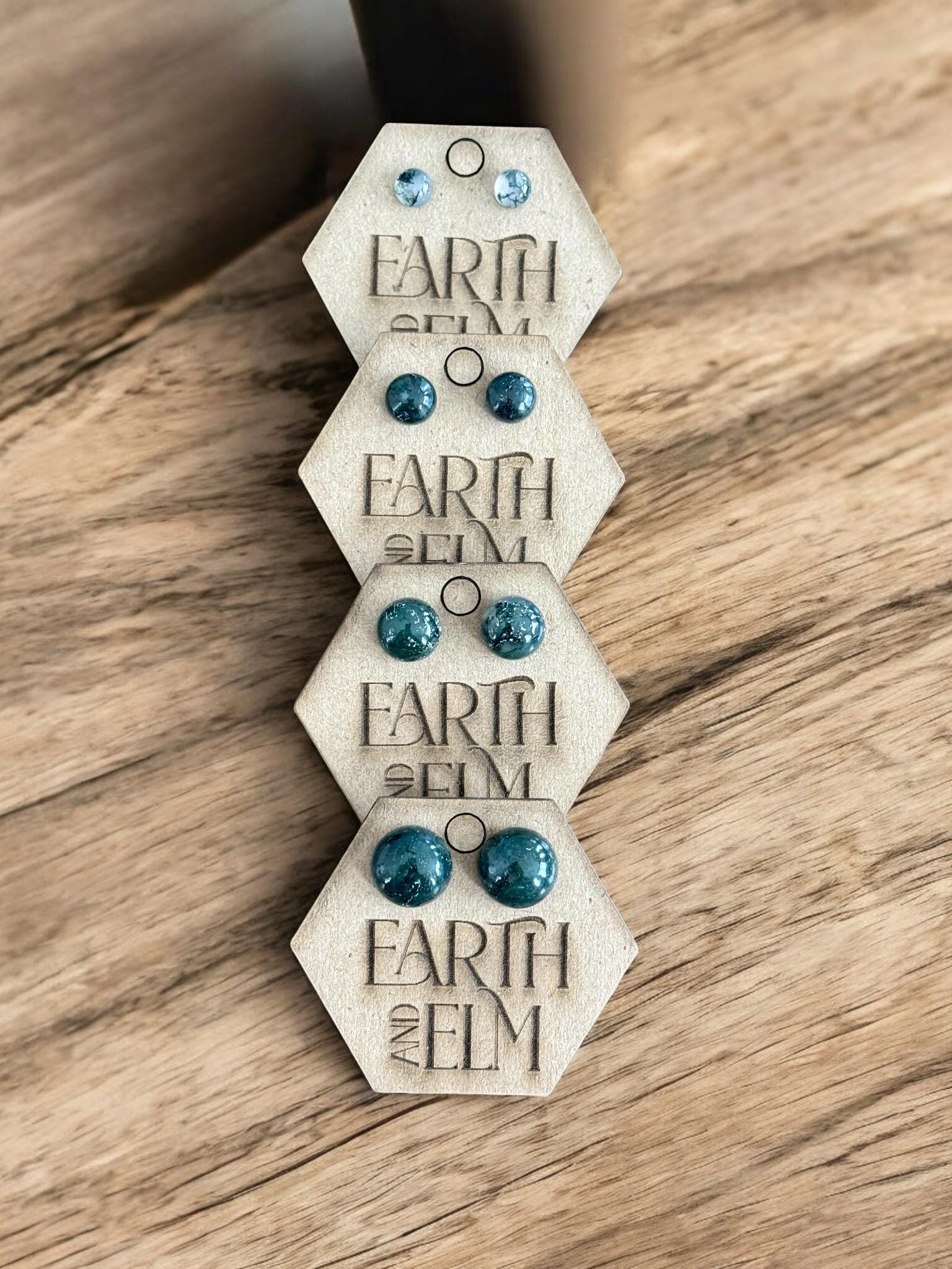 Moss Agate Round Studs - earthandelm