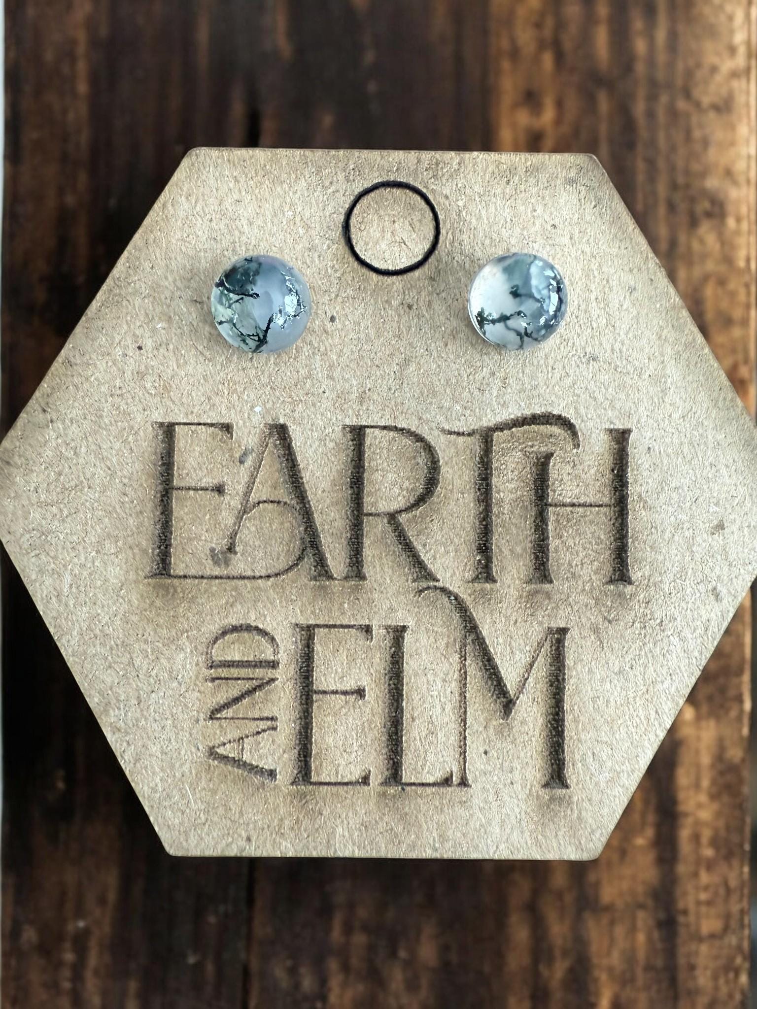 Moss Agate Round Studs - earthandelm