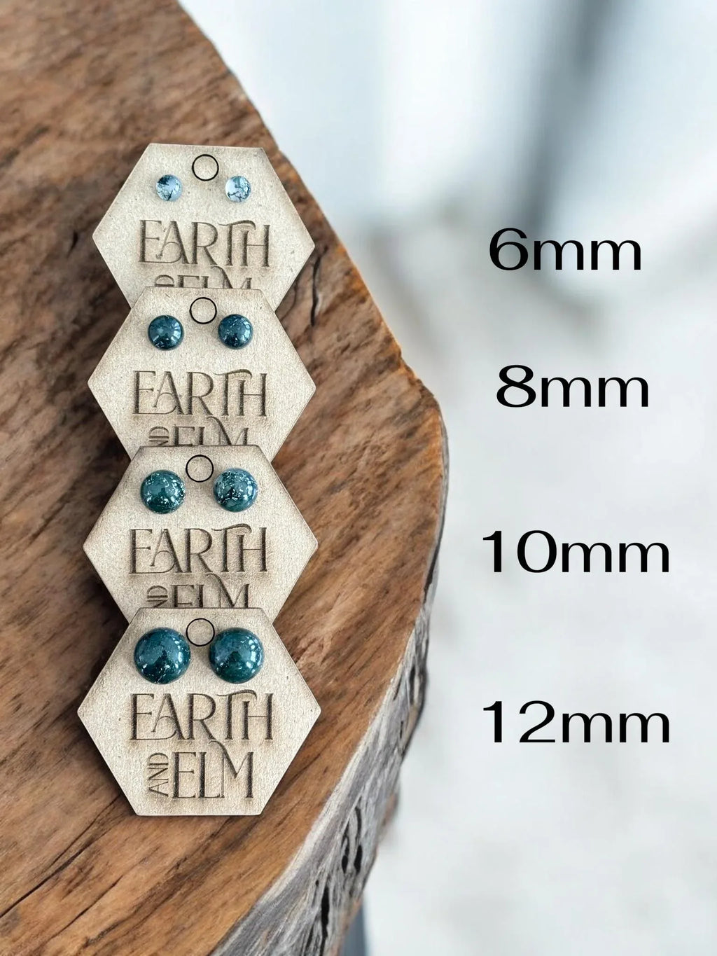 Moss Agate Round Studs - earthandelm