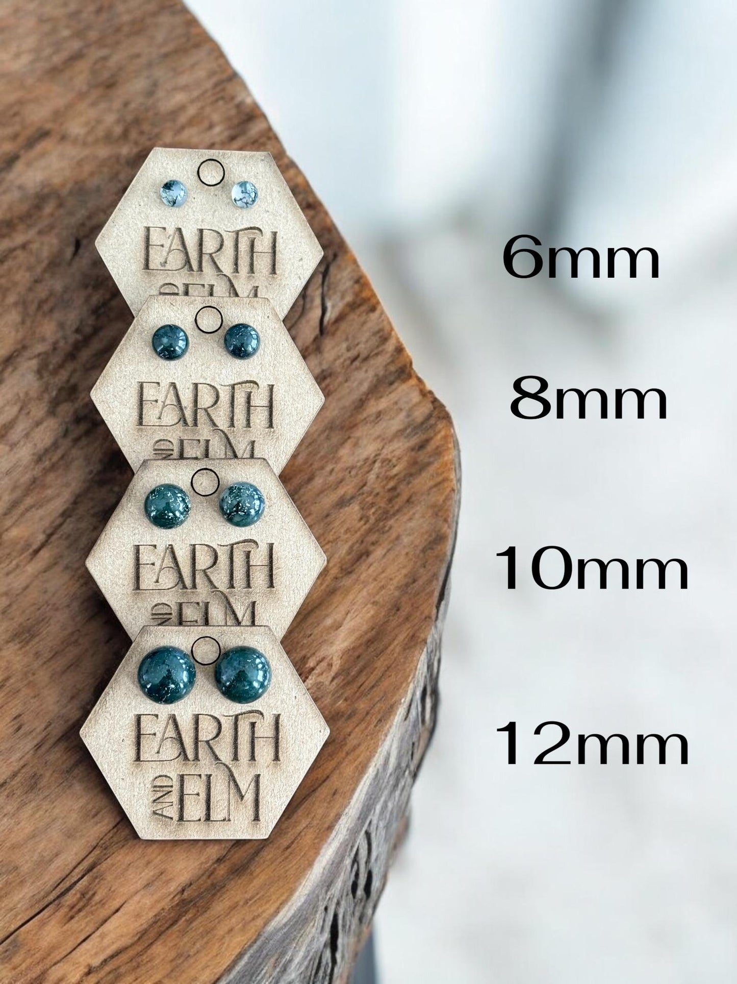 Moss Agate Round Studs - earthandelm