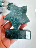 Moss Agate Star | Self Standing Gemstone | Display Carved Crystal - earthandelm