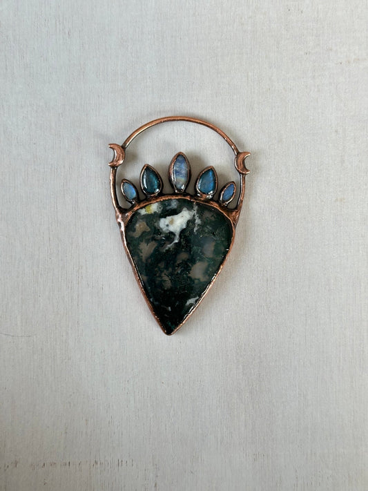 Moss Agate Statement Pendant - earthandelm