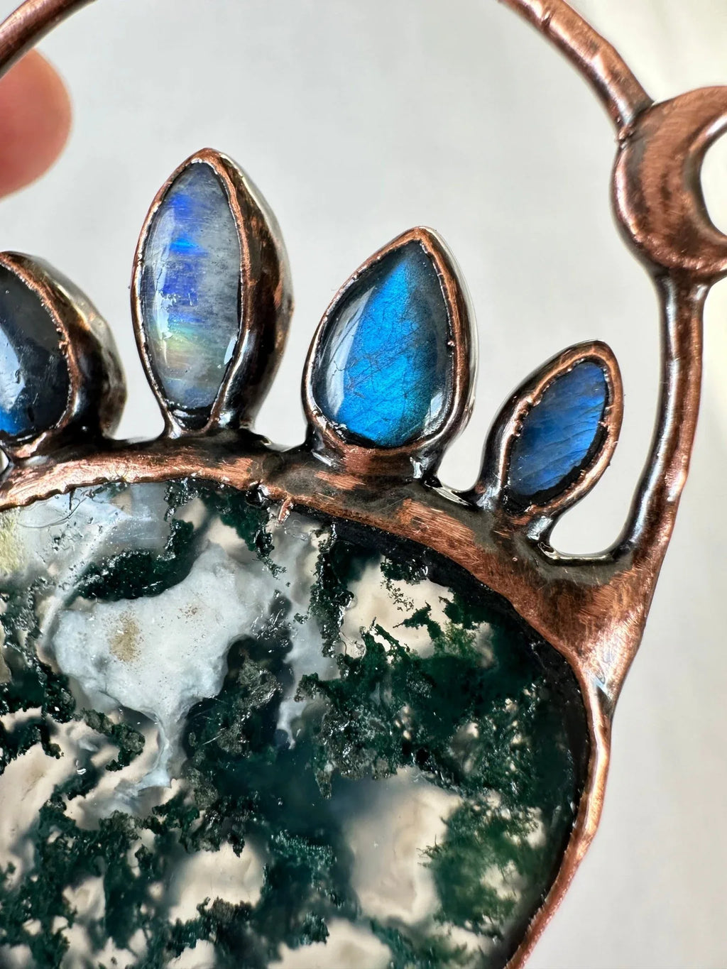 Moss Agate Statement Pendant - earthandelm