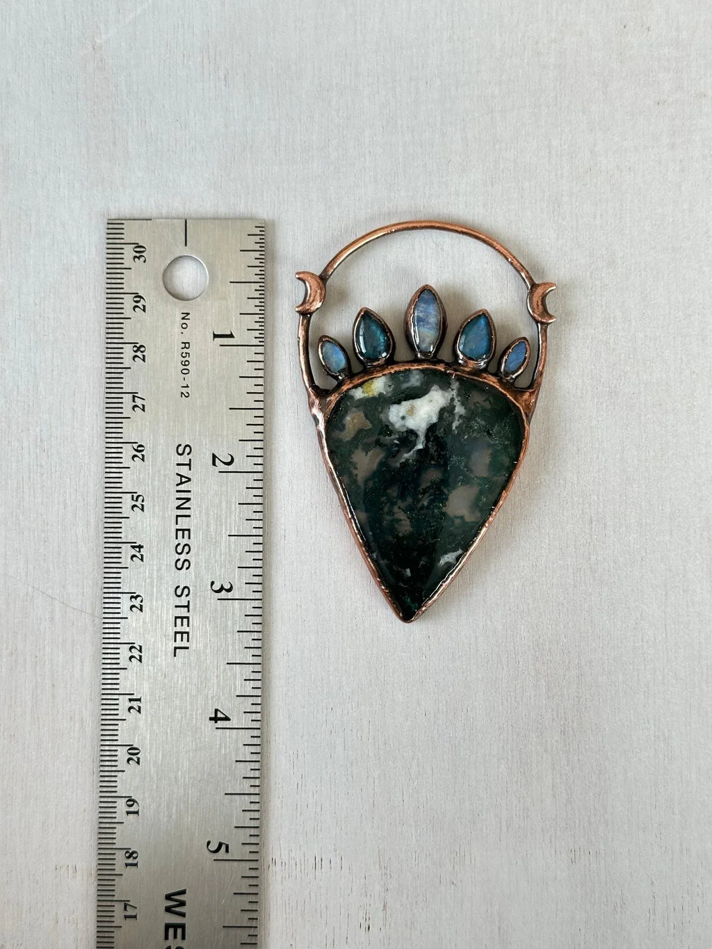Moss Agate Statement Pendant - earthandelm