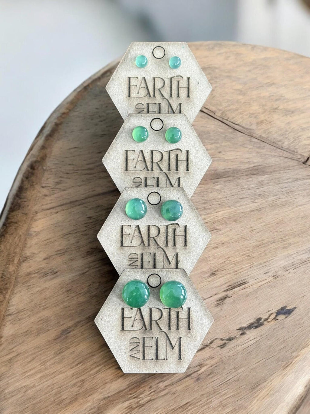 Nephrite Jade Round Gemstone Stud Earrings - earthandelm