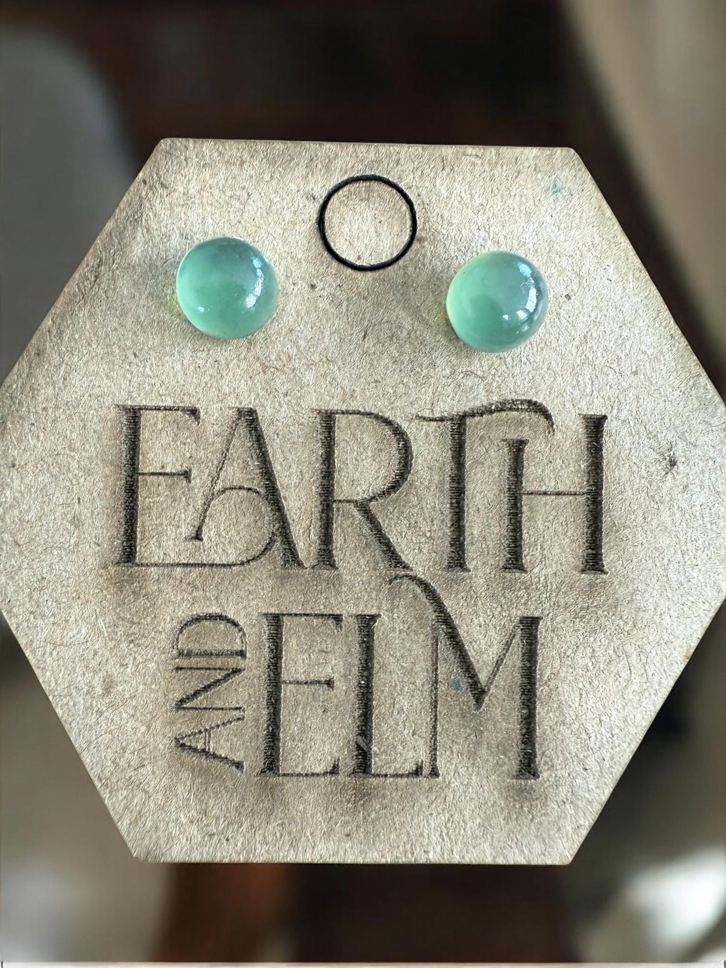 Nephrite Jade Round Gemstone Stud Earrings - earthandelm