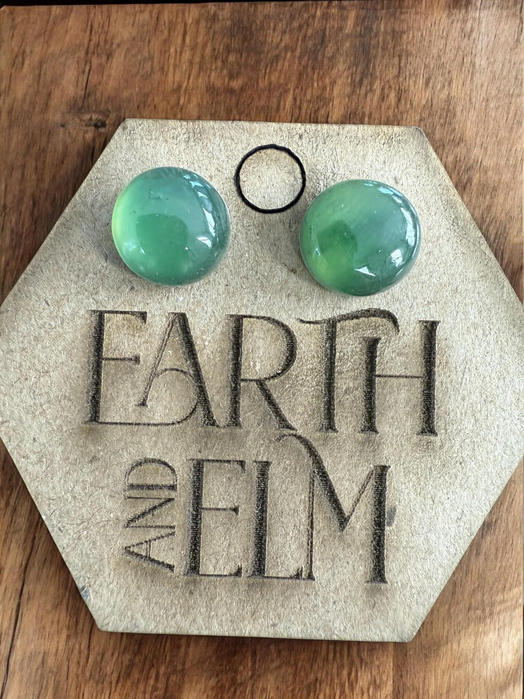 Nephrite Jade Round Gemstone Stud Earrings - earthandelm