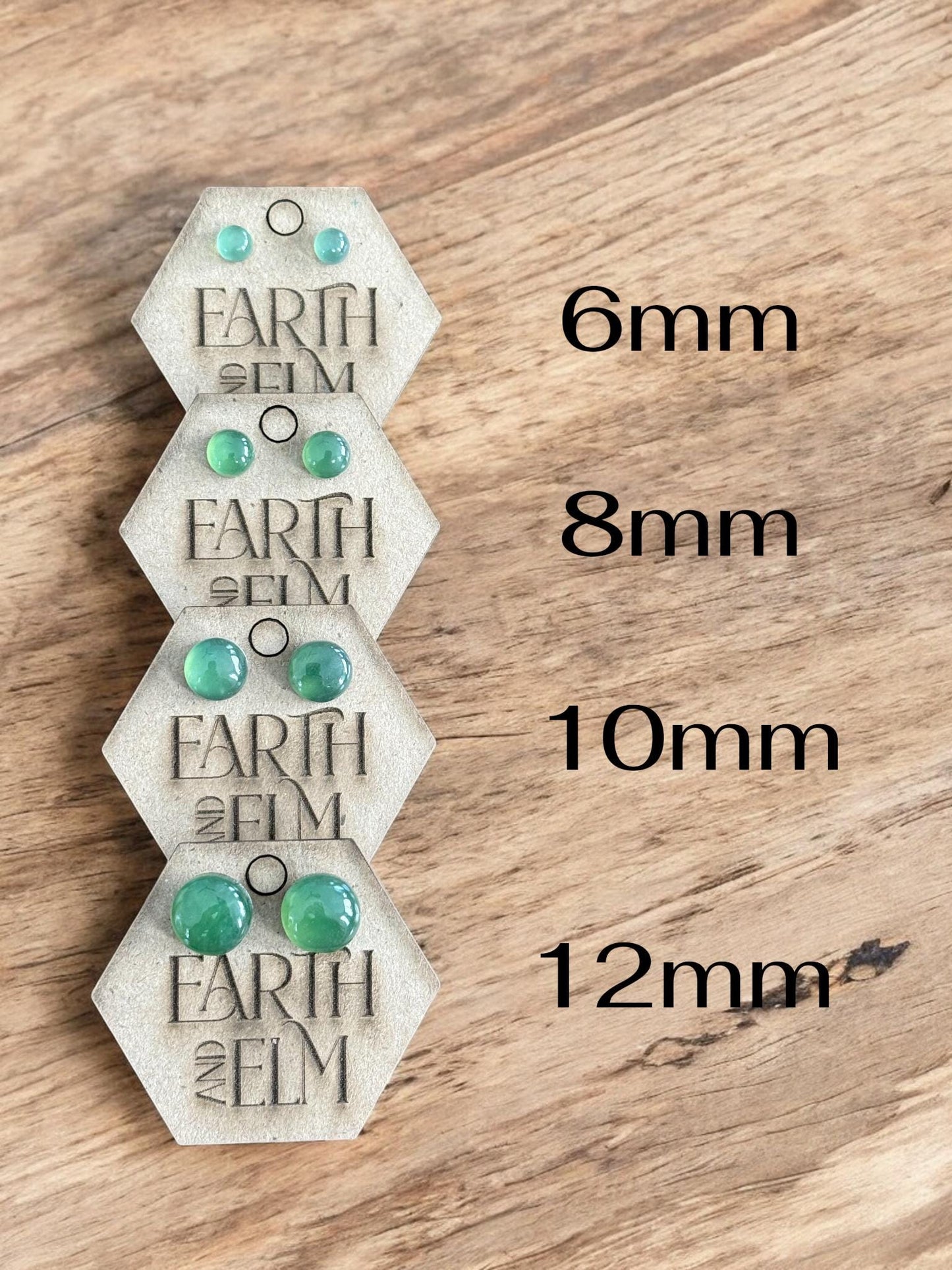 Nephrite Jade Round Gemstone Stud Earrings - earthandelm