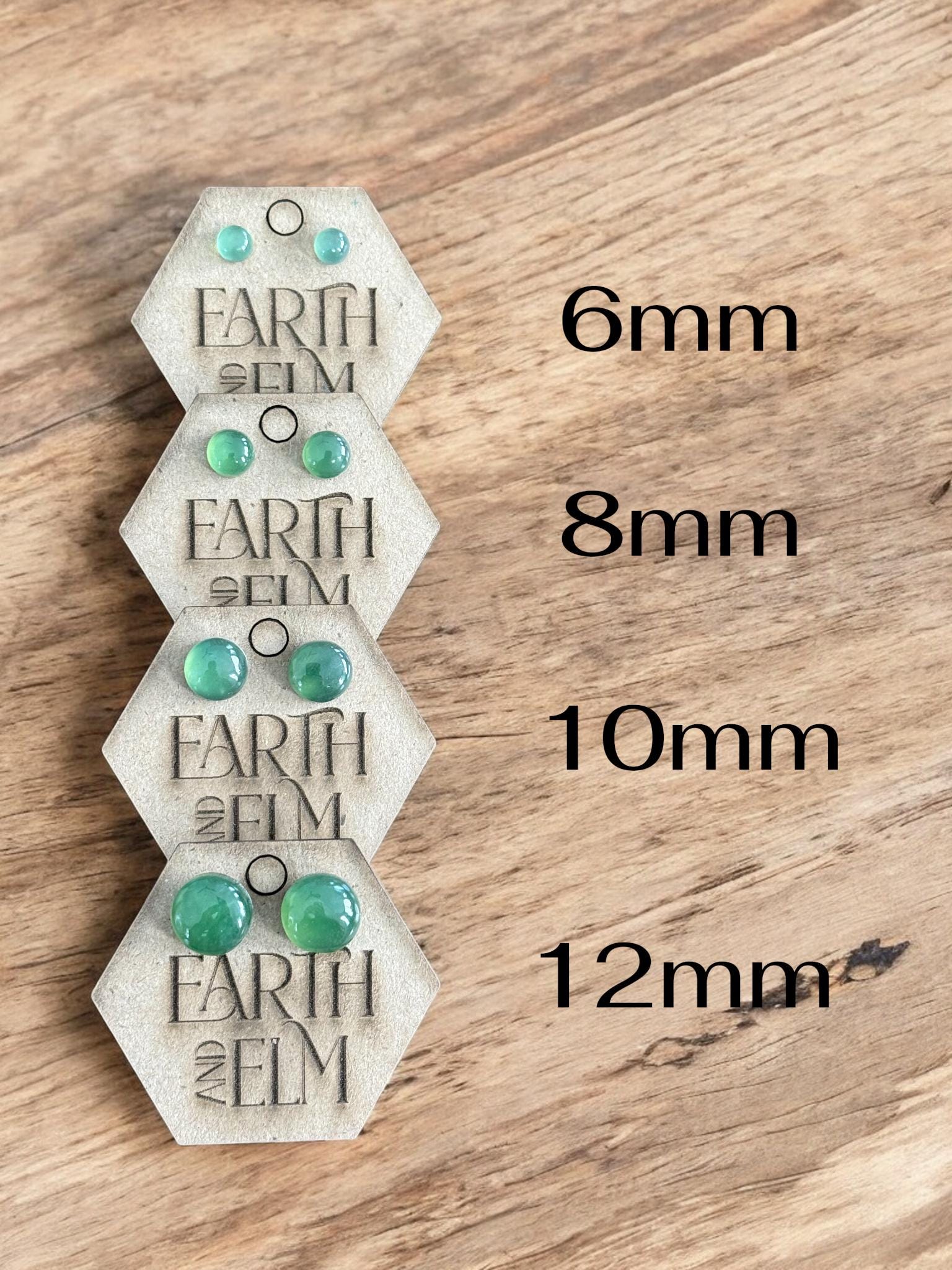 Nephrite Jade Round Gemstone Stud Earrings - earthandelm