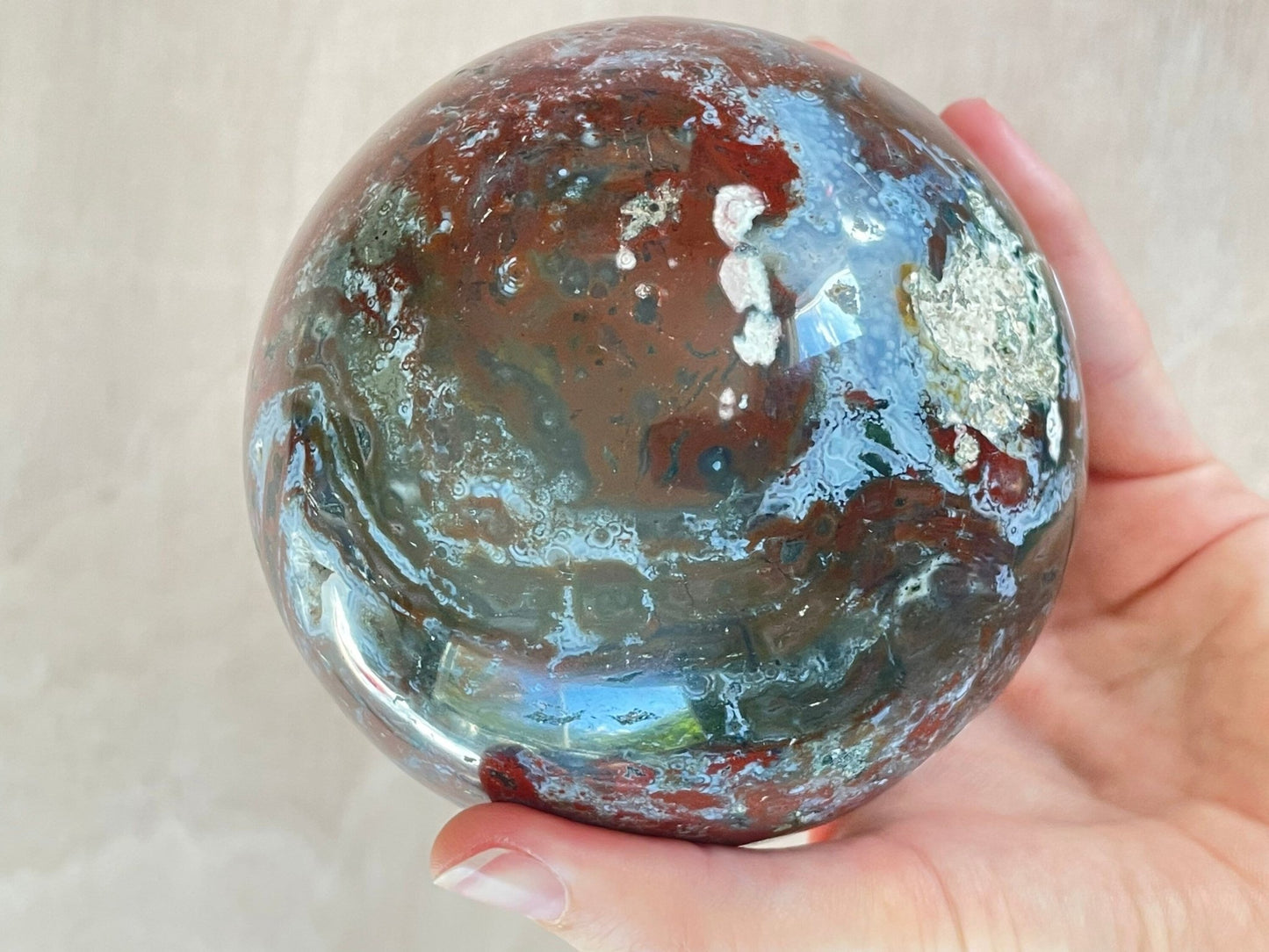 Ocean Jasper Sphere | Purple Crystal | Authentic Gemstone | Crystal Ball - earthandelm