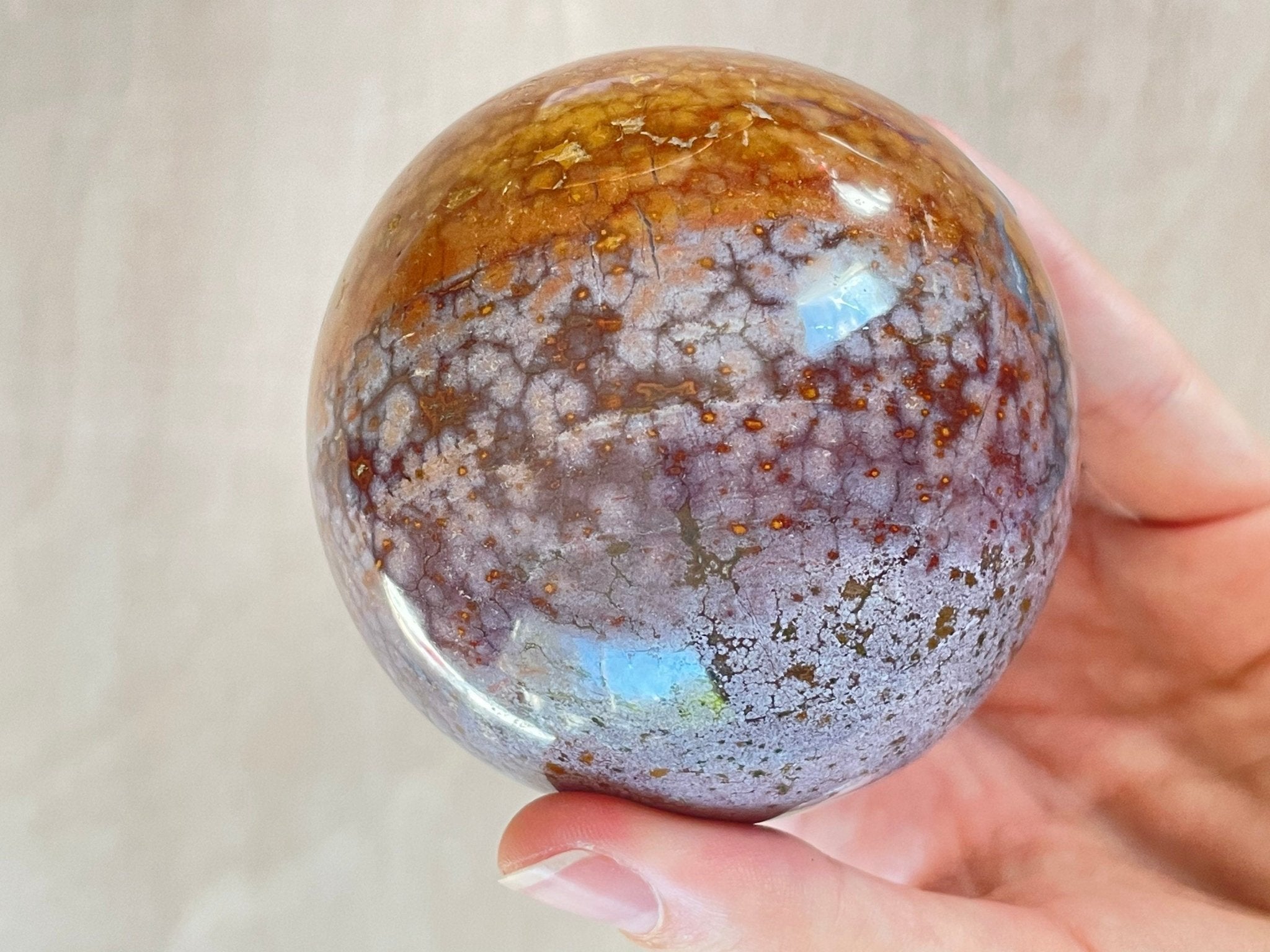 Ocean Jasper Sphere | Purple Crystal | Authentic Gemstone | Crystal Ball - earthandelm