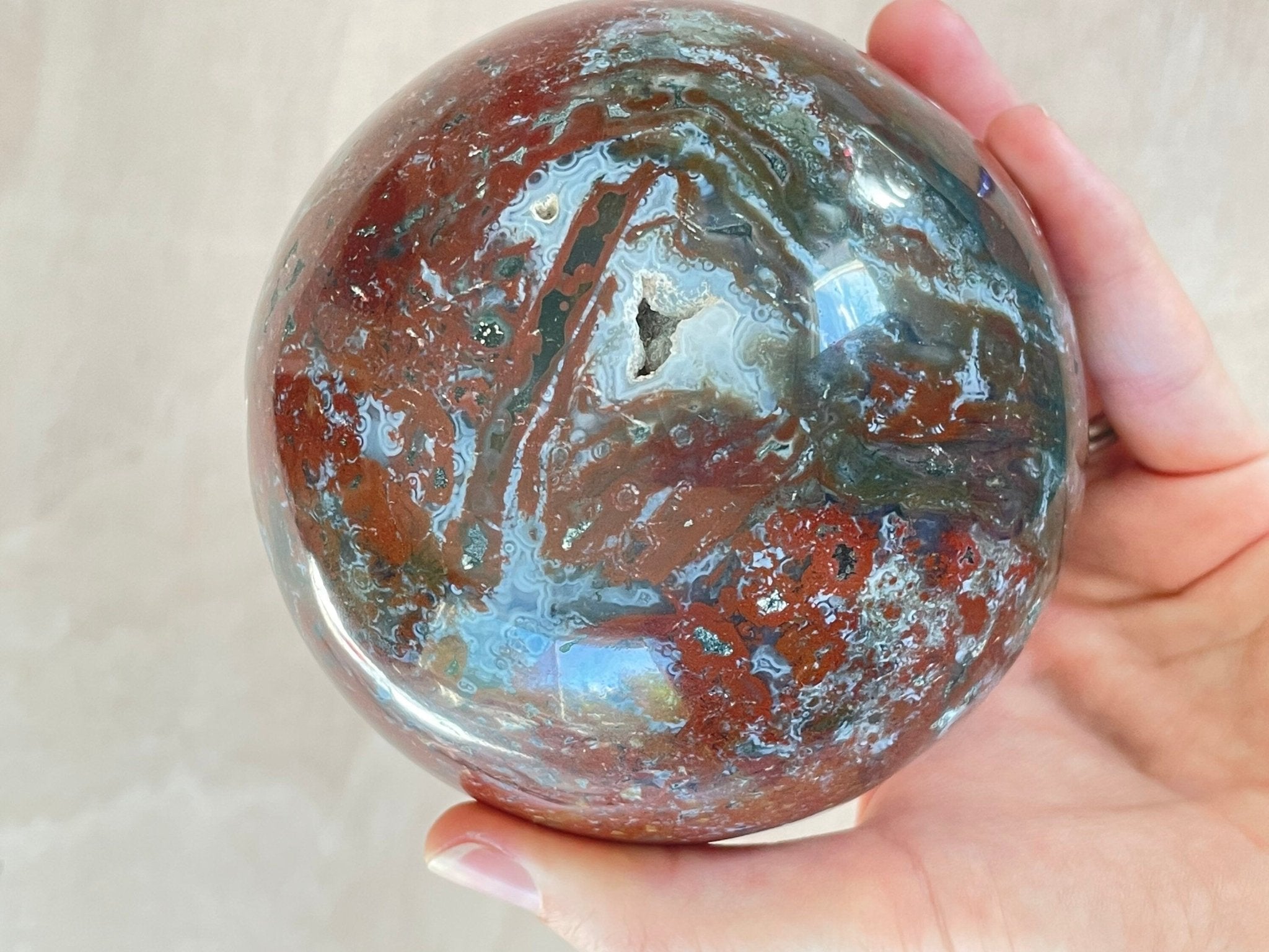 Ocean Jasper Sphere | Purple Crystal | Authentic Gemstone | Crystal Ball - earthandelm