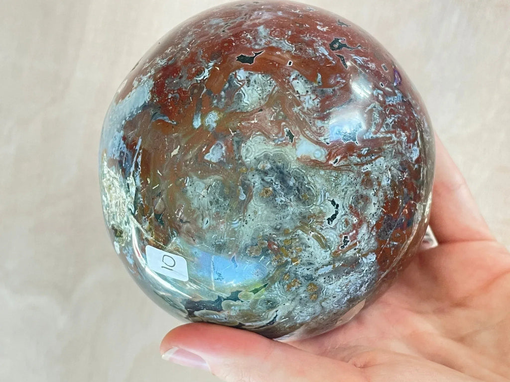 Ocean Jasper Sphere | Purple Crystal | Authentic Gemstone | Crystal Ball - earthandelm