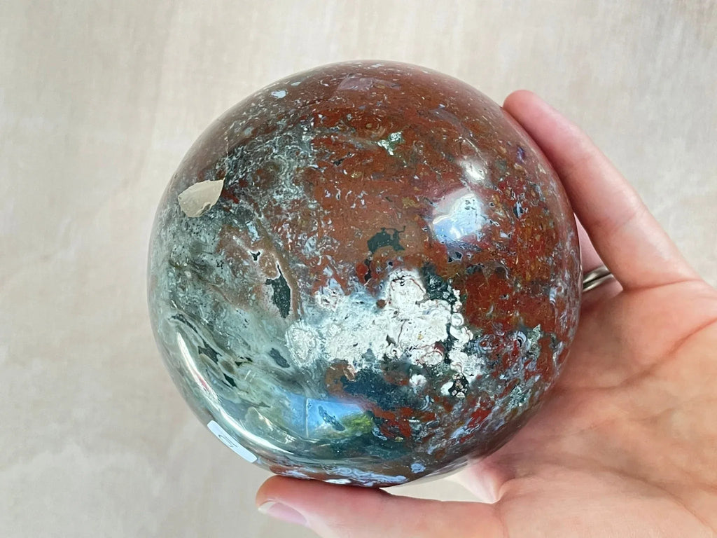 Ocean Jasper Sphere | Purple Crystal | Authentic Gemstone | Crystal Ball - earthandelm
