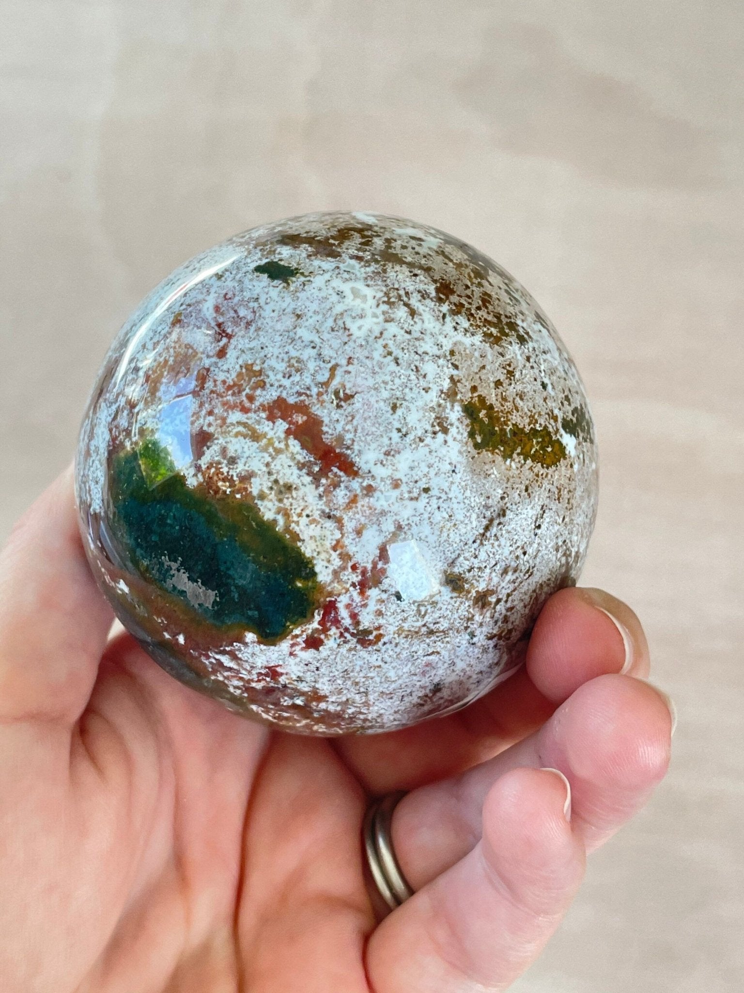 Ocean Jasper Sphere | Purple Crystal | Authentic Gemstone | Crystal Ball - earthandelm