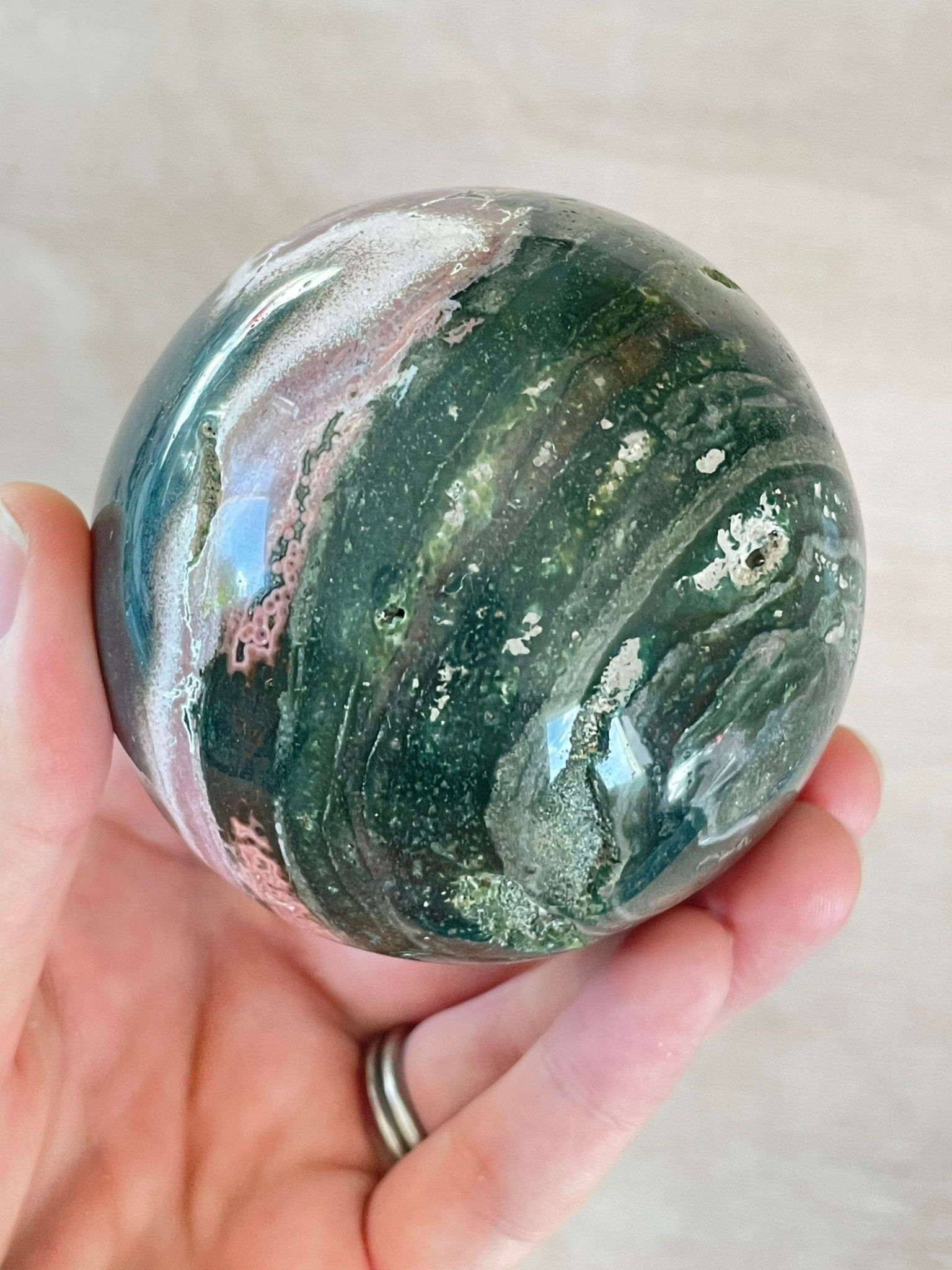 Ocean Jasper Sphere | Purple Crystal | Authentic Gemstone | Crystal Ball - earthandelm