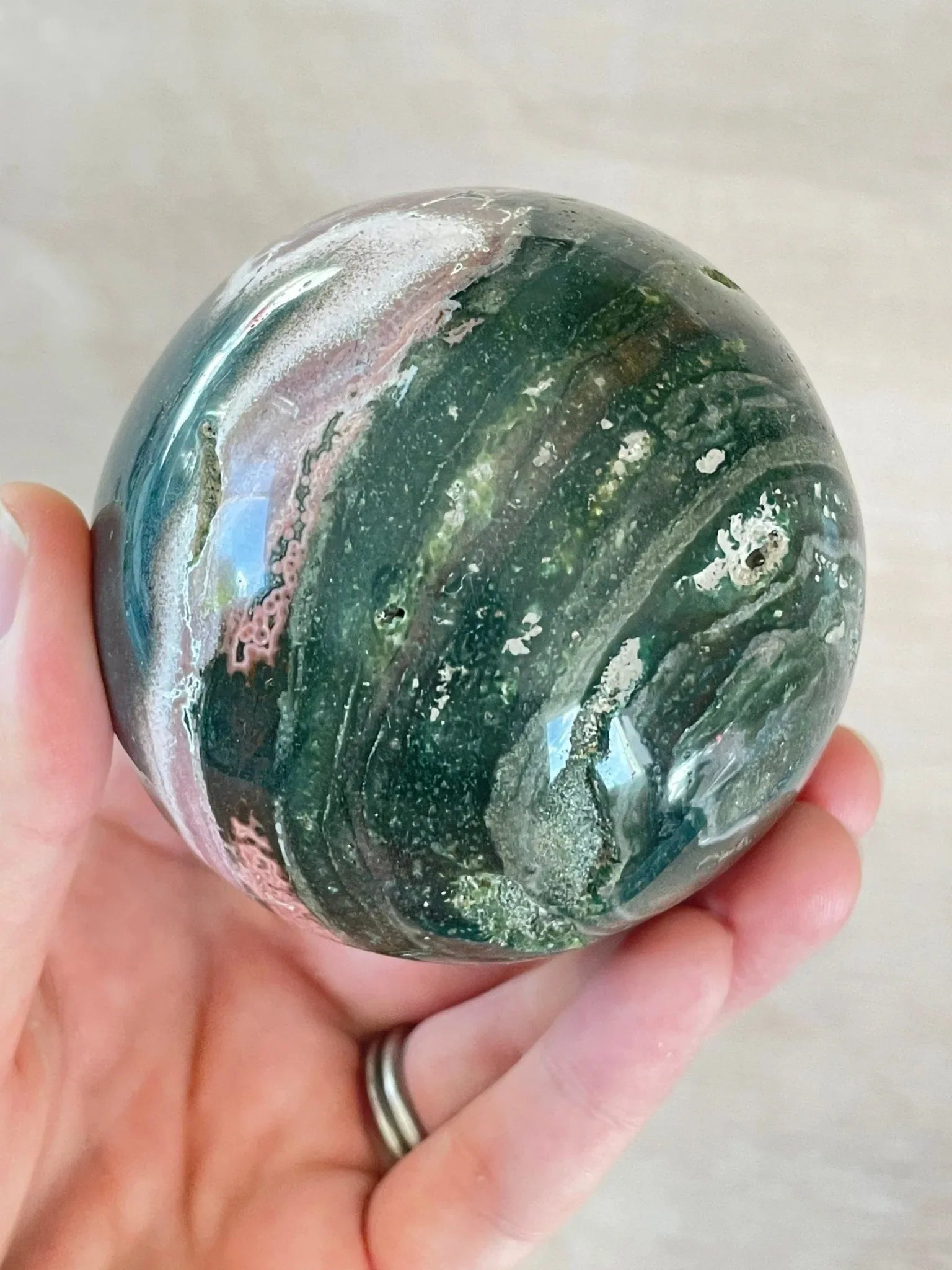 Ocean Jasper Sphere | Purple Crystal | Authentic Gemstone | Crystal Ball - earthandelm