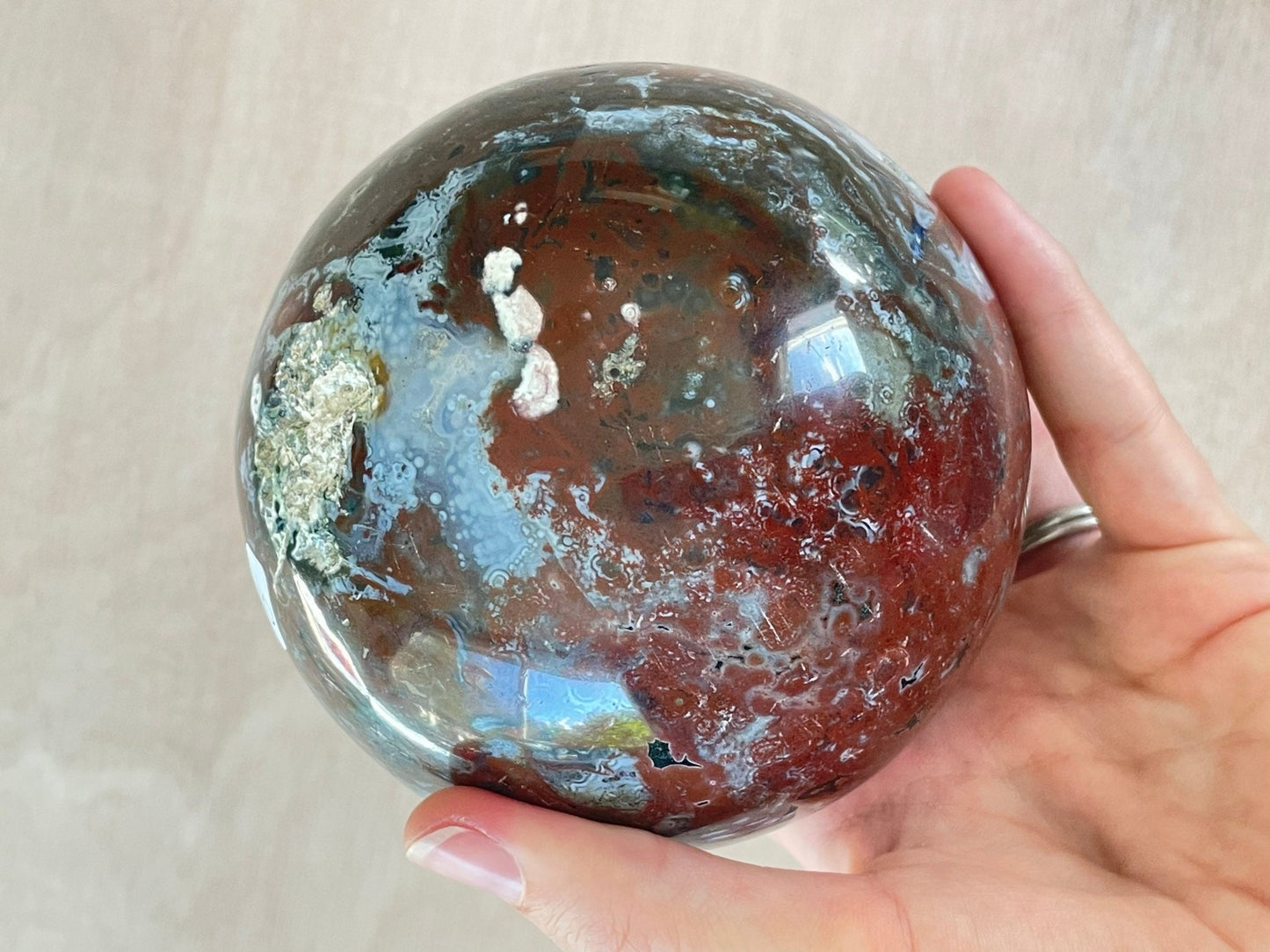 Ocean Jasper Sphere | Purple Crystal | Authentic Gemstone | Crystal Ball - earthandelm