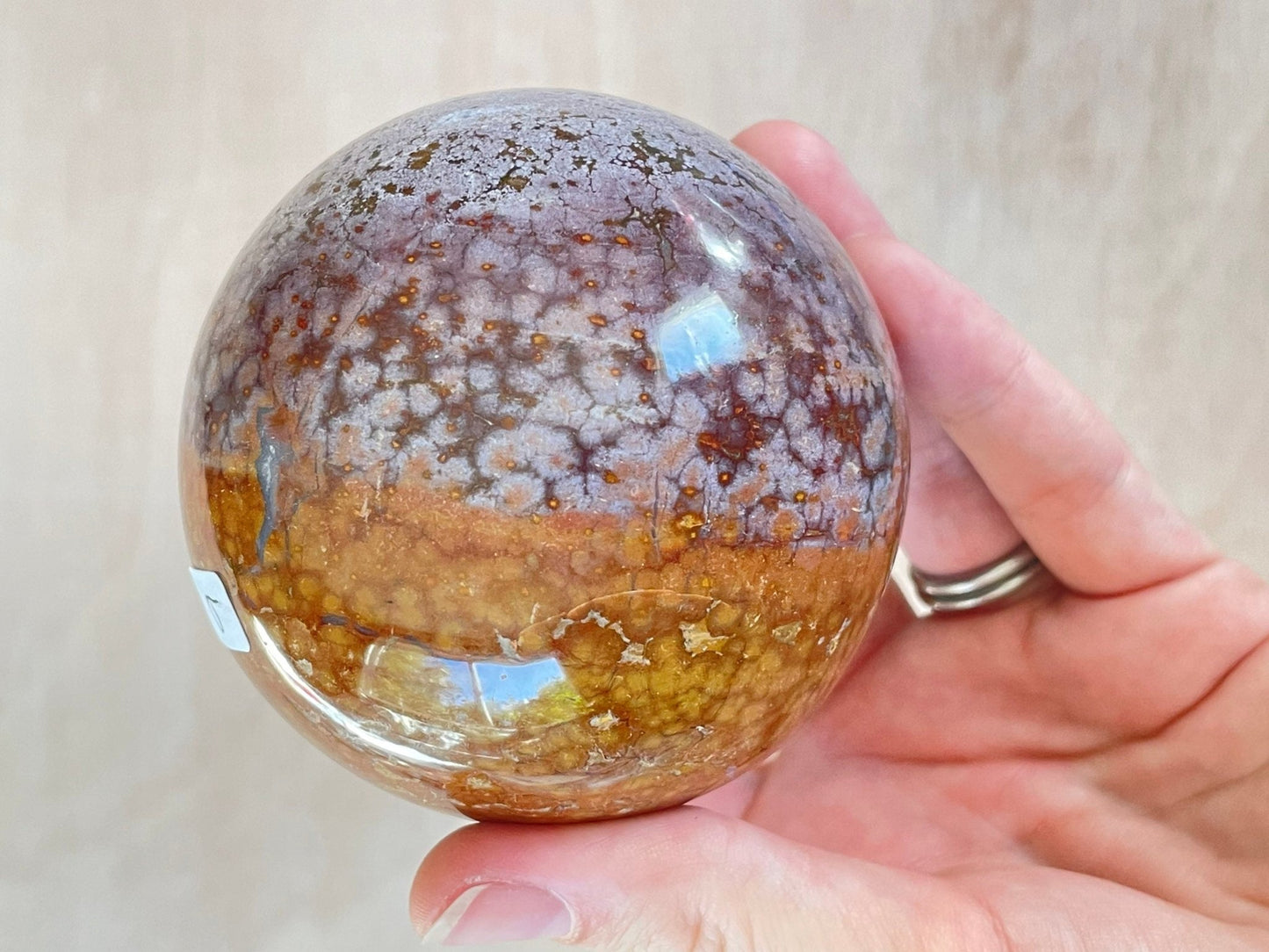 Ocean Jasper Sphere | Purple Crystal | Authentic Gemstone | Crystal Ball - earthandelm