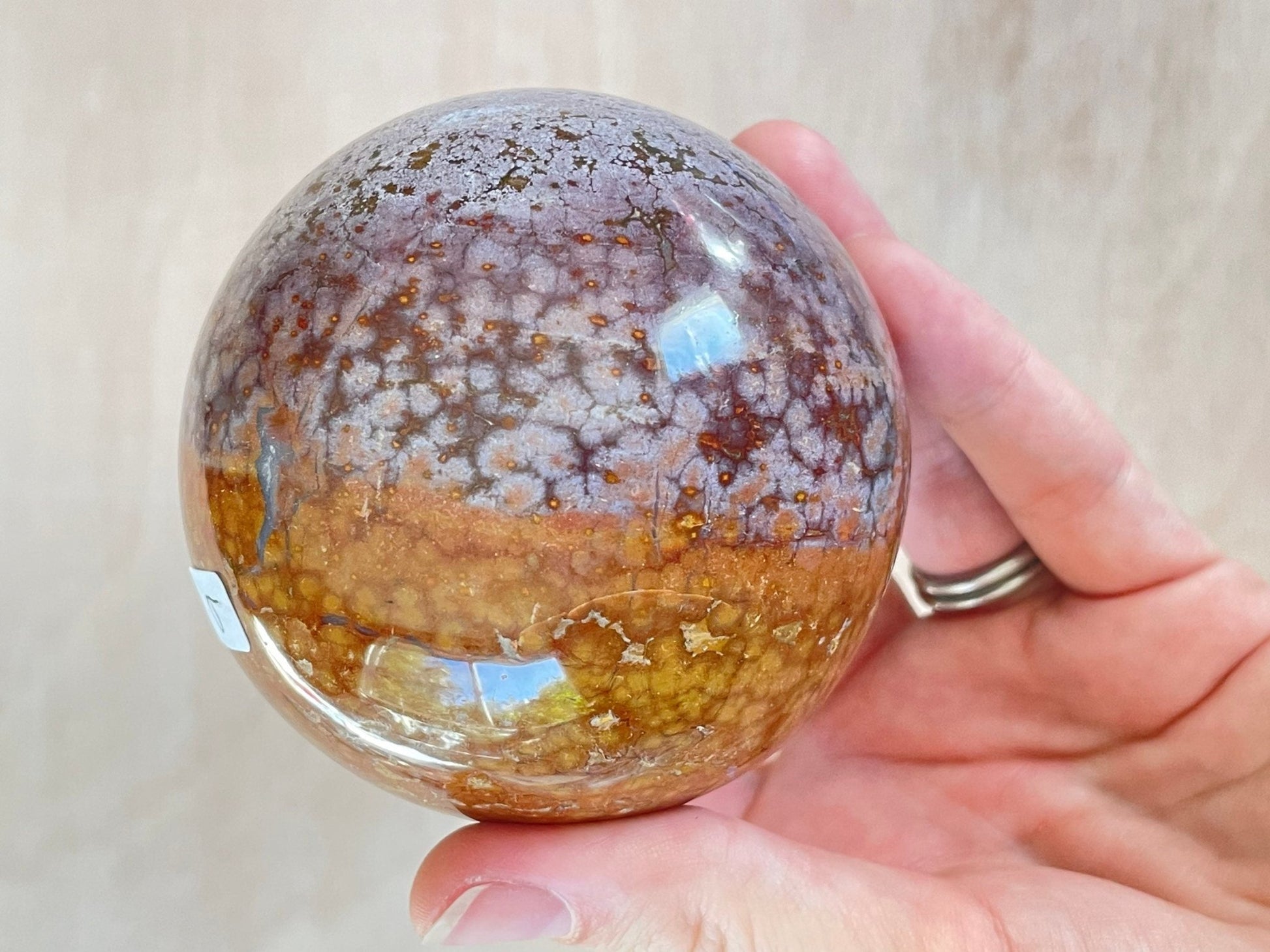 Ocean Jasper Sphere | Purple Crystal | Authentic Gemstone | Crystal Ball - earthandelm