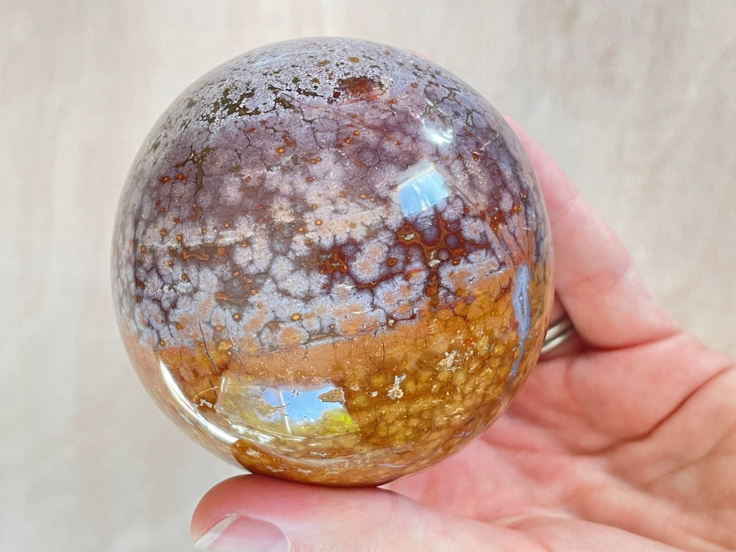Ocean Jasper Sphere | Purple Crystal | Authentic Gemstone | Crystal Ball - earthandelm