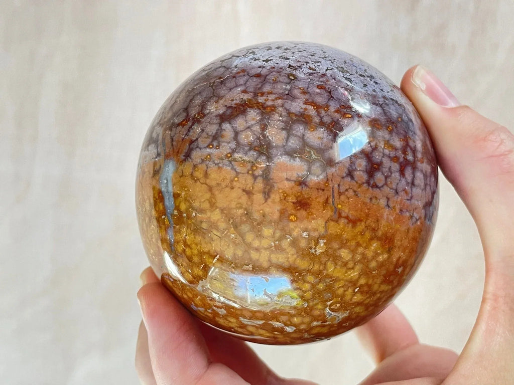 Ocean Jasper Sphere | Purple Crystal | Authentic Gemstone | Crystal Ball - earthandelm