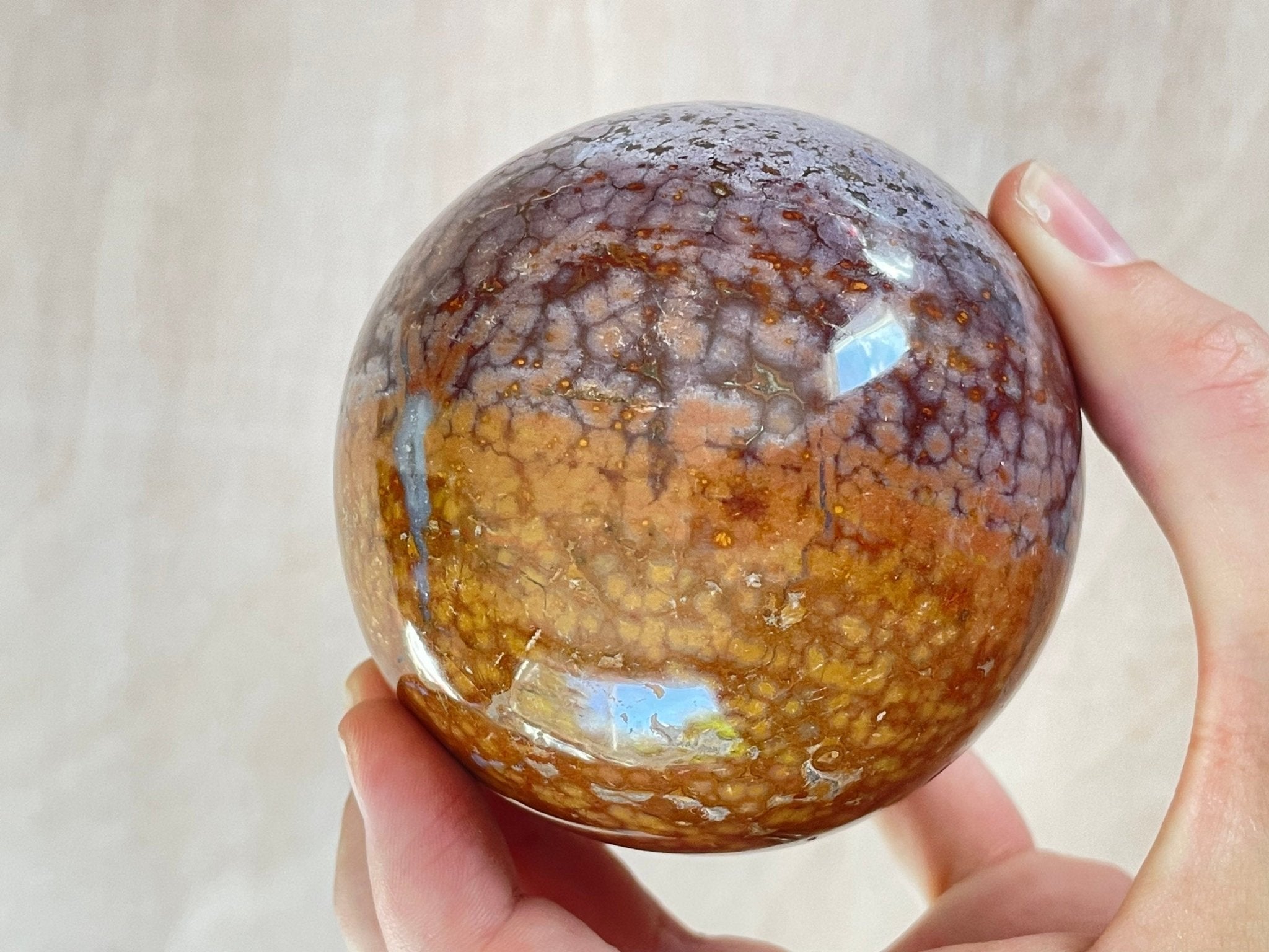 Ocean Jasper Sphere | Purple Crystal | Authentic Gemstone | Crystal Ball - earthandelm