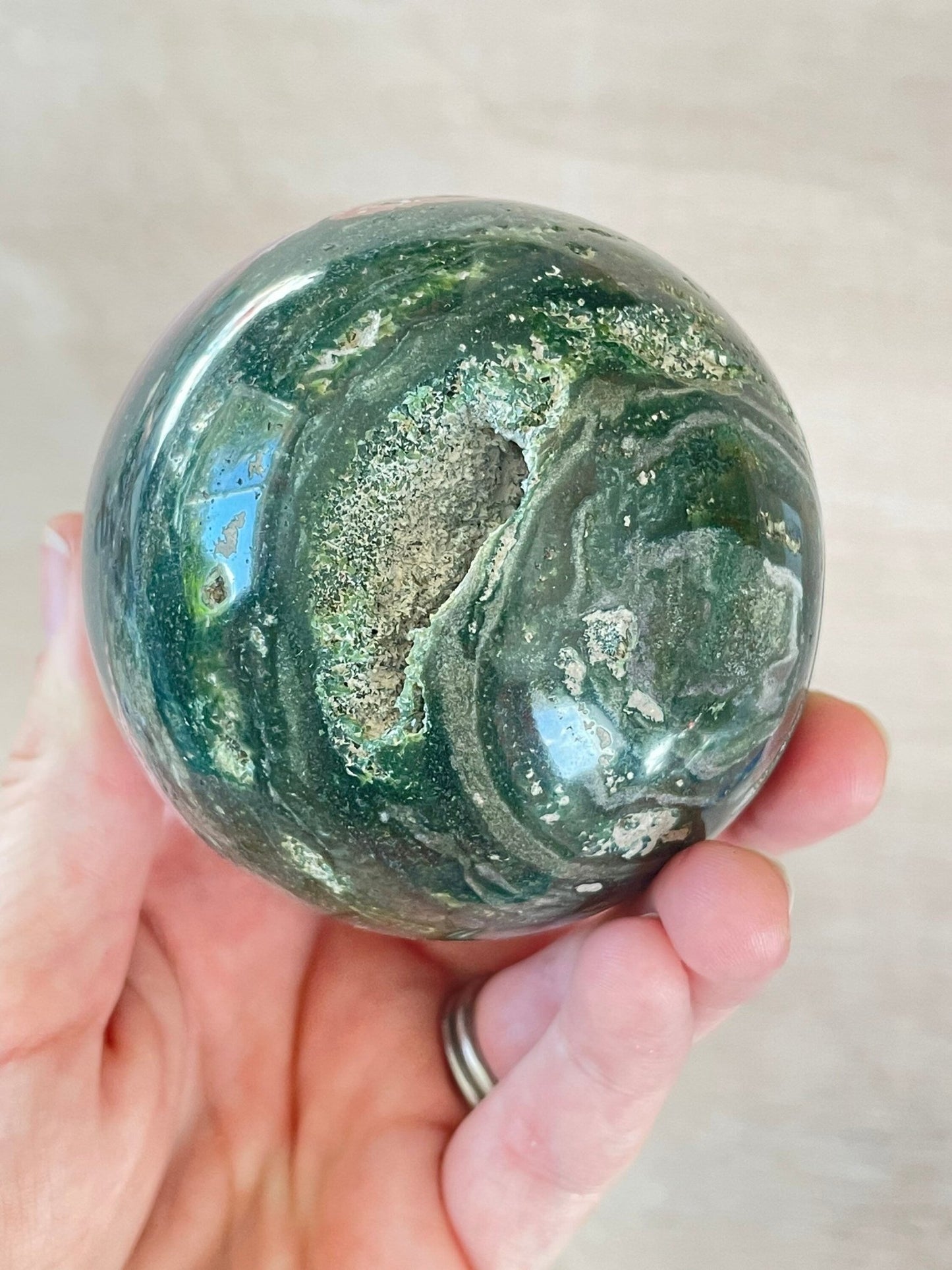 Ocean Jasper Sphere | Purple Crystal | Authentic Gemstone | Crystal Ball - earthandelm
